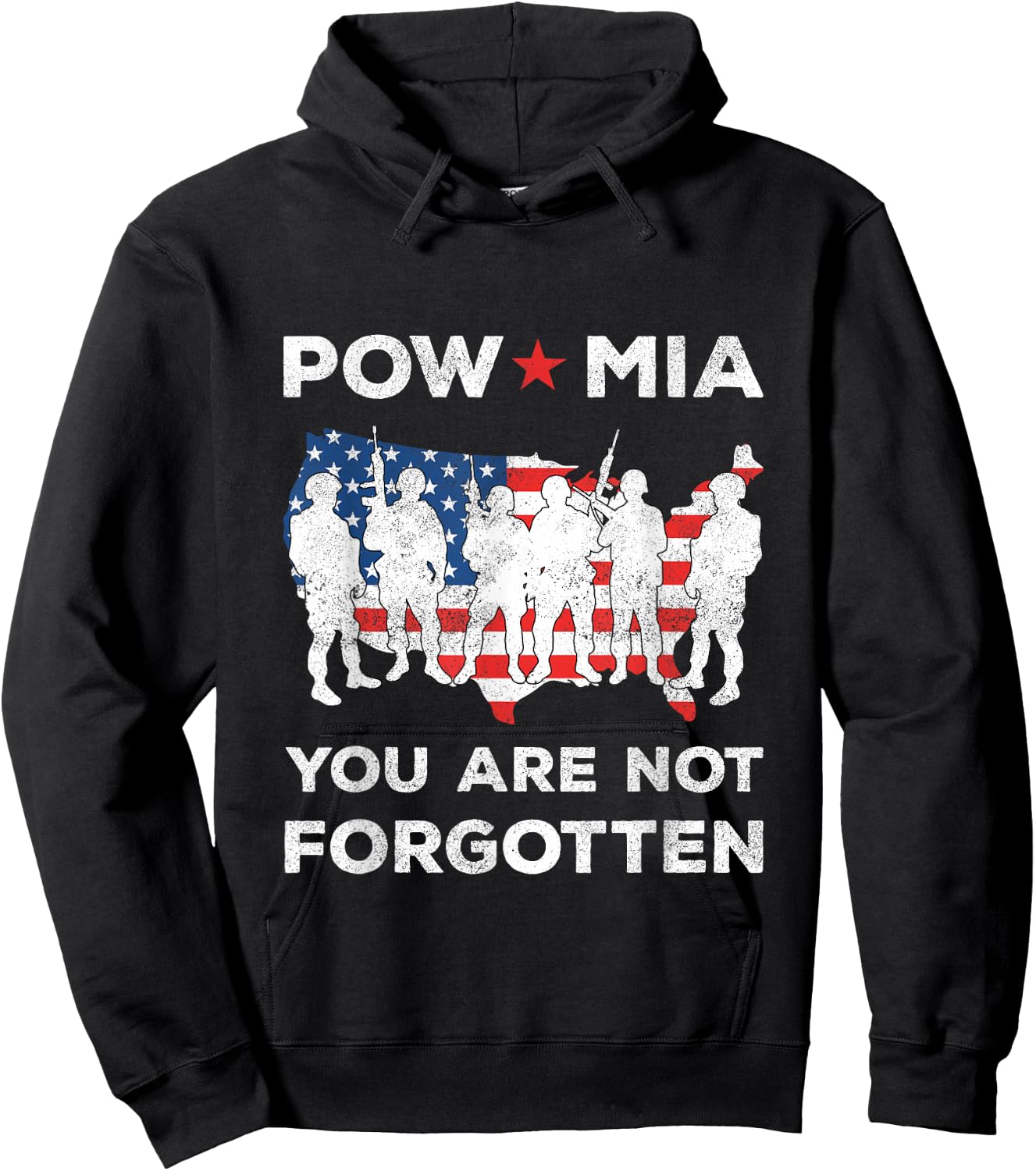 POW MIA You Are Not Forgotten American Flag Soliders Hoodie - Hoodie | Black