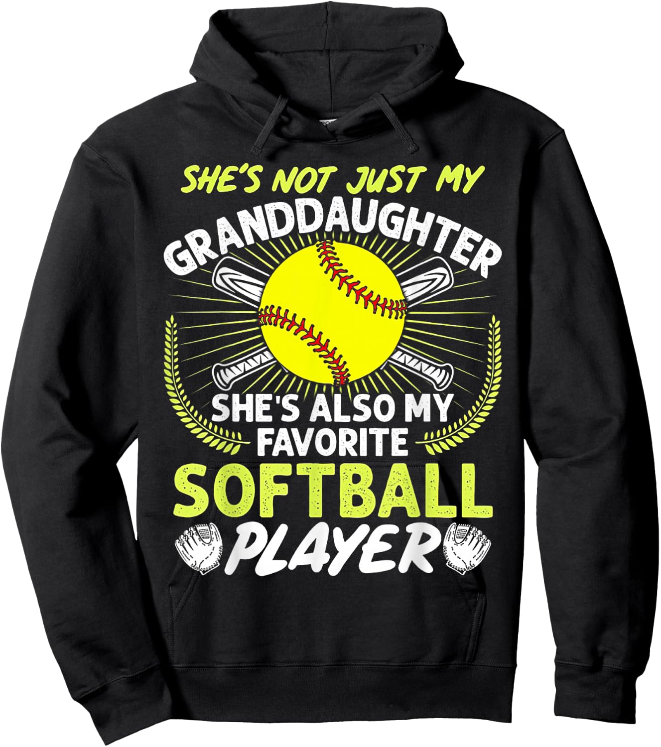 Funny My Granddaughter She's Also My Favorite Softball Hoodie - Hoodie | Black