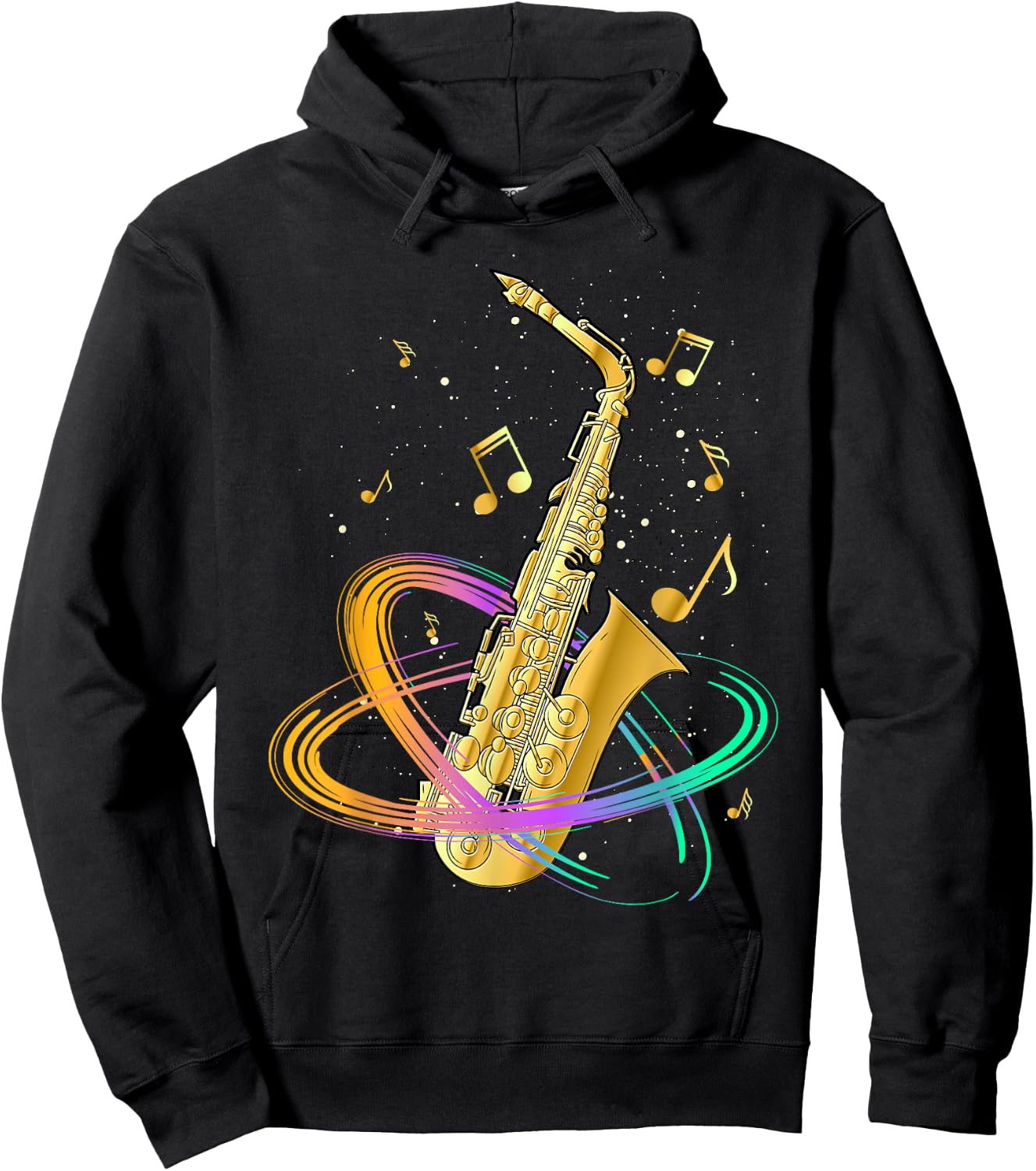 Saxophone Player Musical Notes Jazz Musician Saxophonist Sax Hoodie - Hoodie | Black
