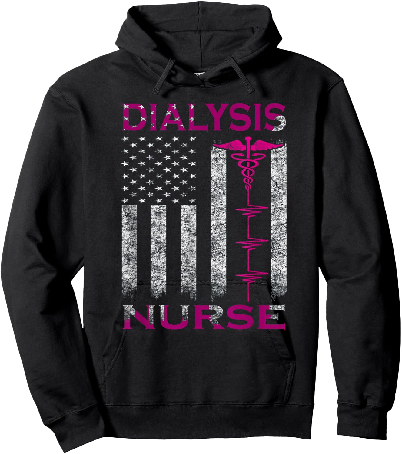 Dialysis Nurse Awareness American Flag Hoodie - Hoodie | Black