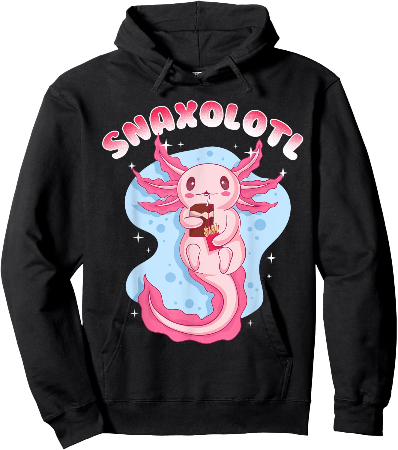 Anime Cute Manga Axolotl With Juice Box - Snaxolotl Girls Hoodie - Hoodie | Black