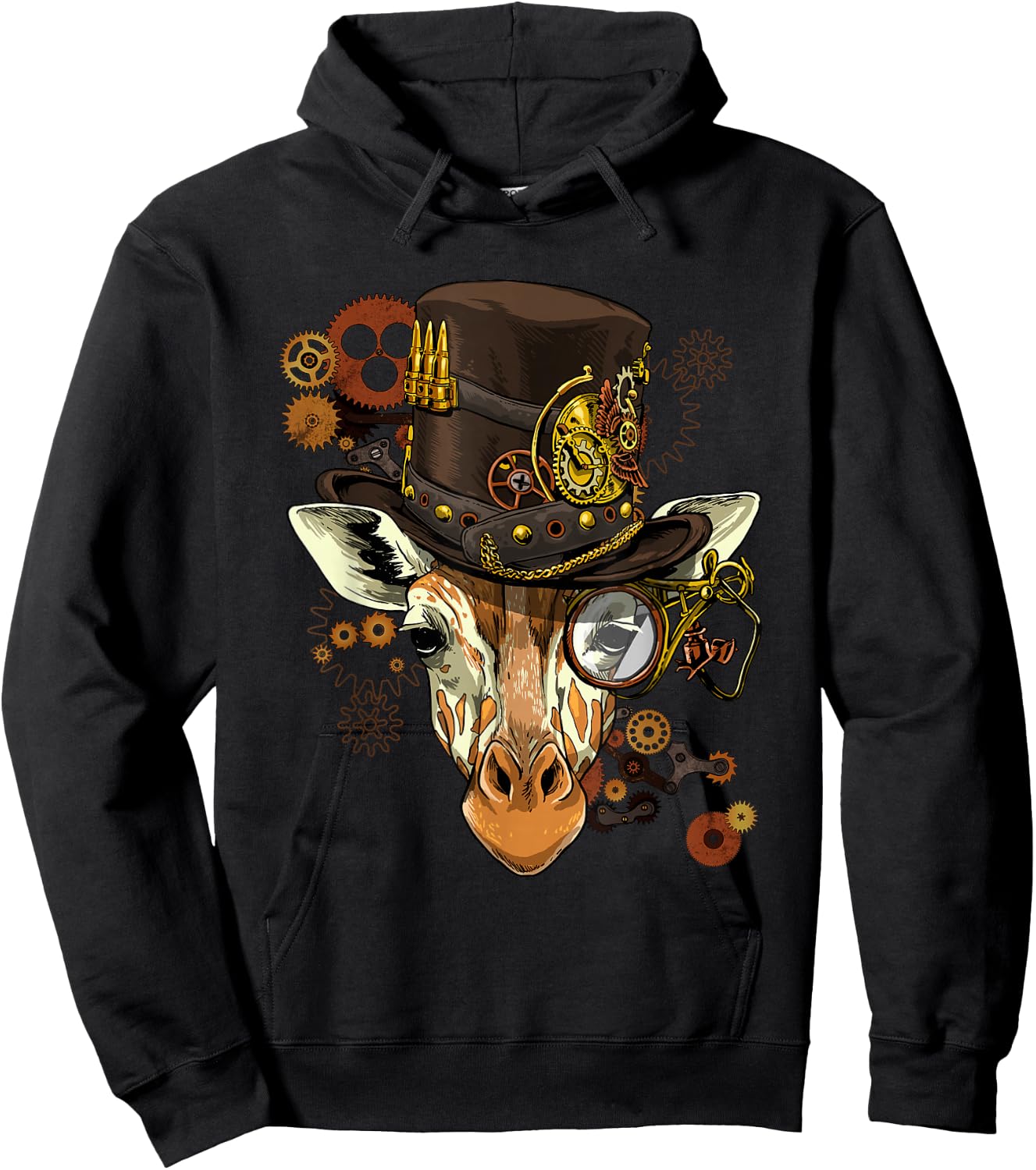Steampunk Gear Giraffe Shirt Mechanical Animal Giraffe Lover Hoodie - Hoodie | Black