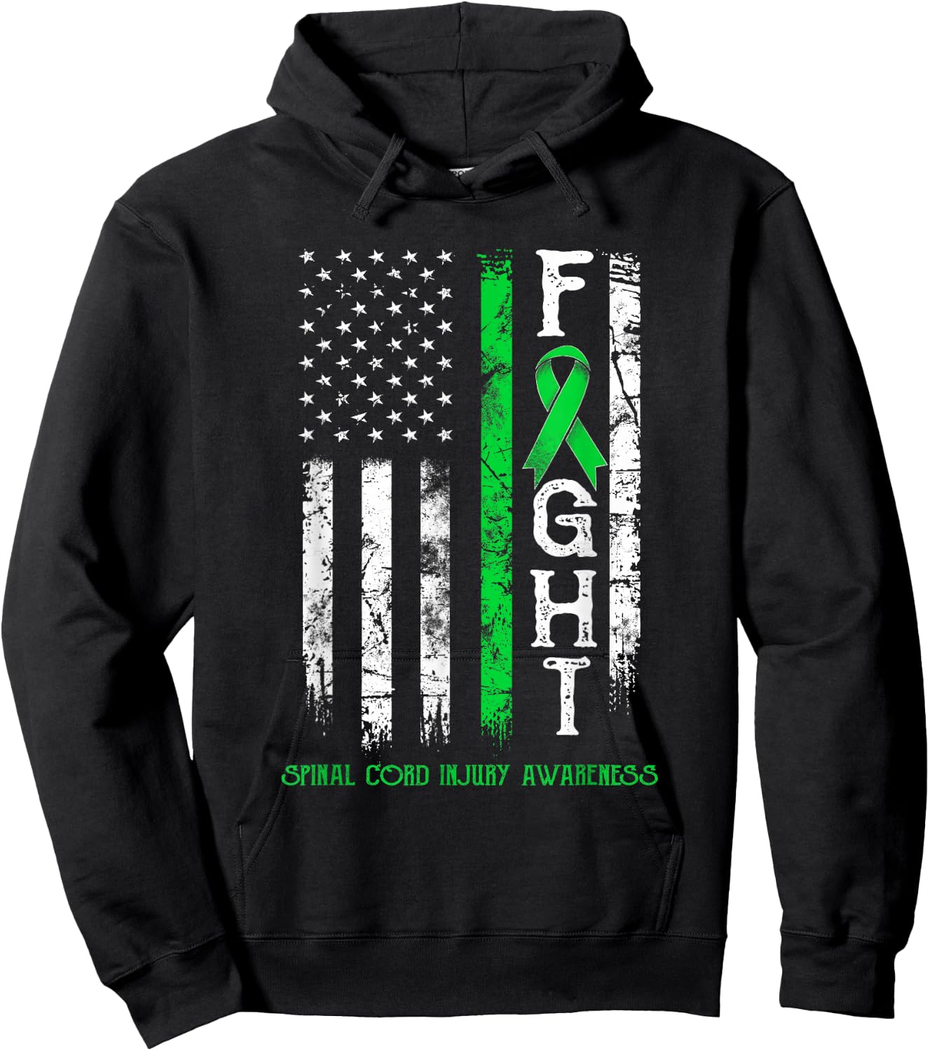 Spinal Cord Injury Warrior US Flag Hoodie - Hoodie | Black