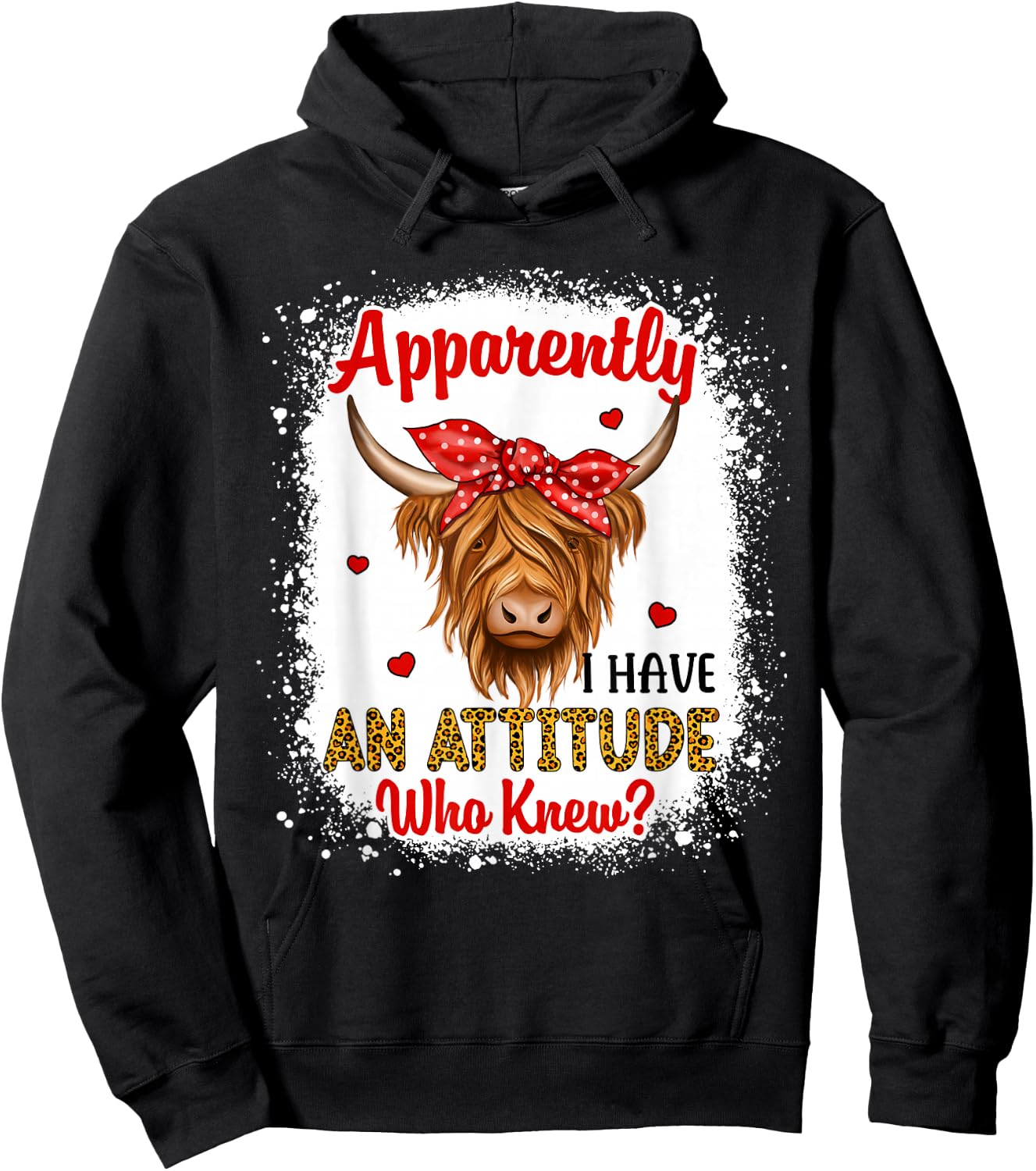Bleached Highland Cow Apparently I Have an Attitude Who Knew Hoodie - Hoodie | Black