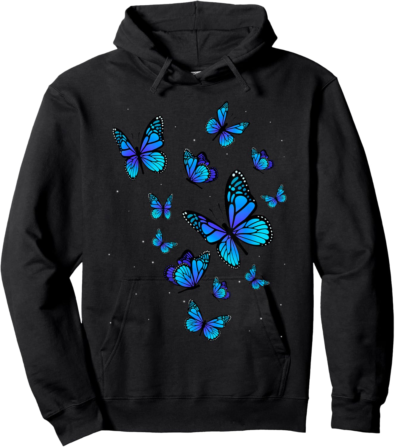 Blue Butterfly Art Garden Beautiful Butterflies Hoodie - Hoodie | Black