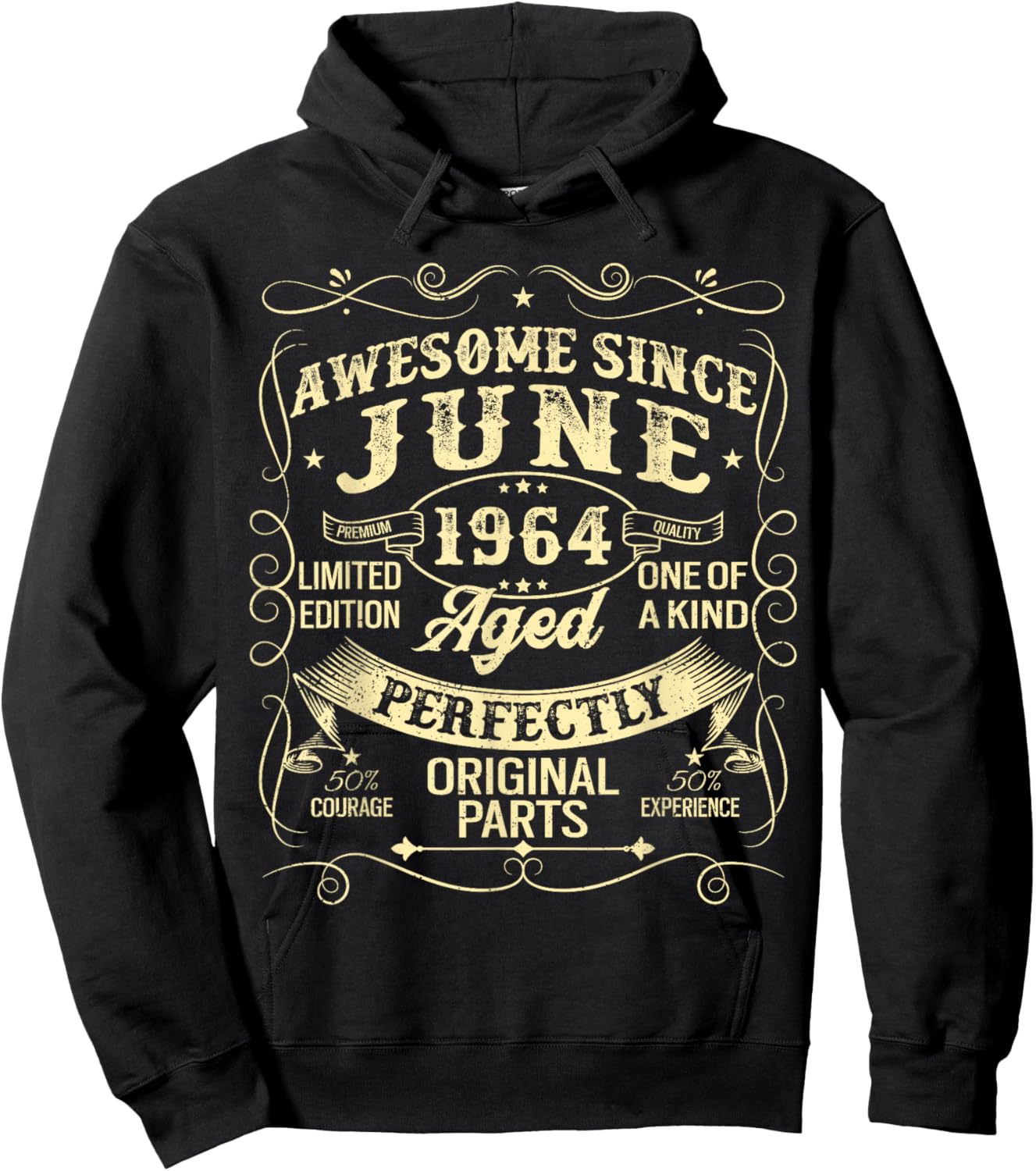 Awesome Since June 1964 Year Of Birth Birthday 1964 Vintage Hoodie - Hoodie | Black
