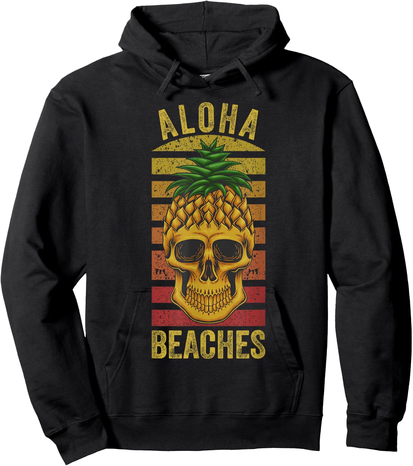 Hawaiian Pineapple Skull Aloha Beaches Funny Hawaii Summer Hoodie - Hoodie | Black