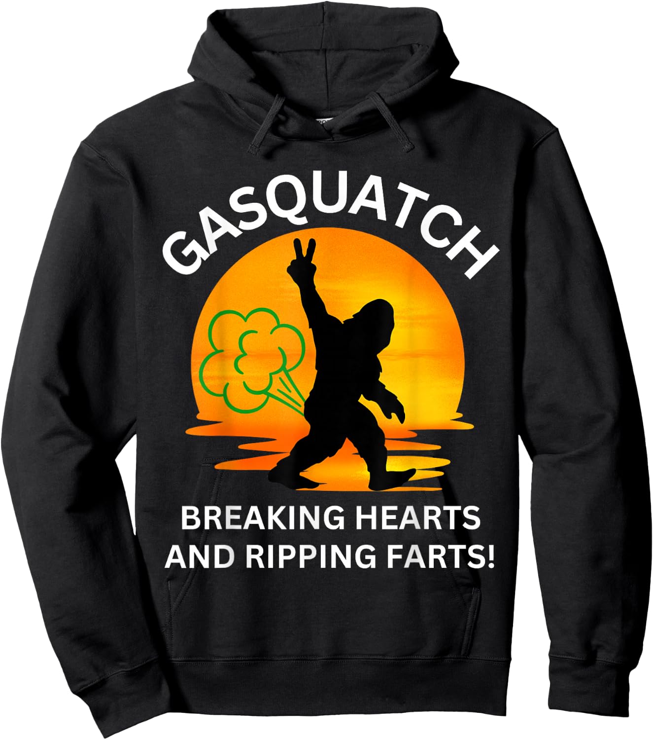 Gasquatch Breaking Hearts and Ripping Farts Sunset yeti Hoodie - Hoodie | Black