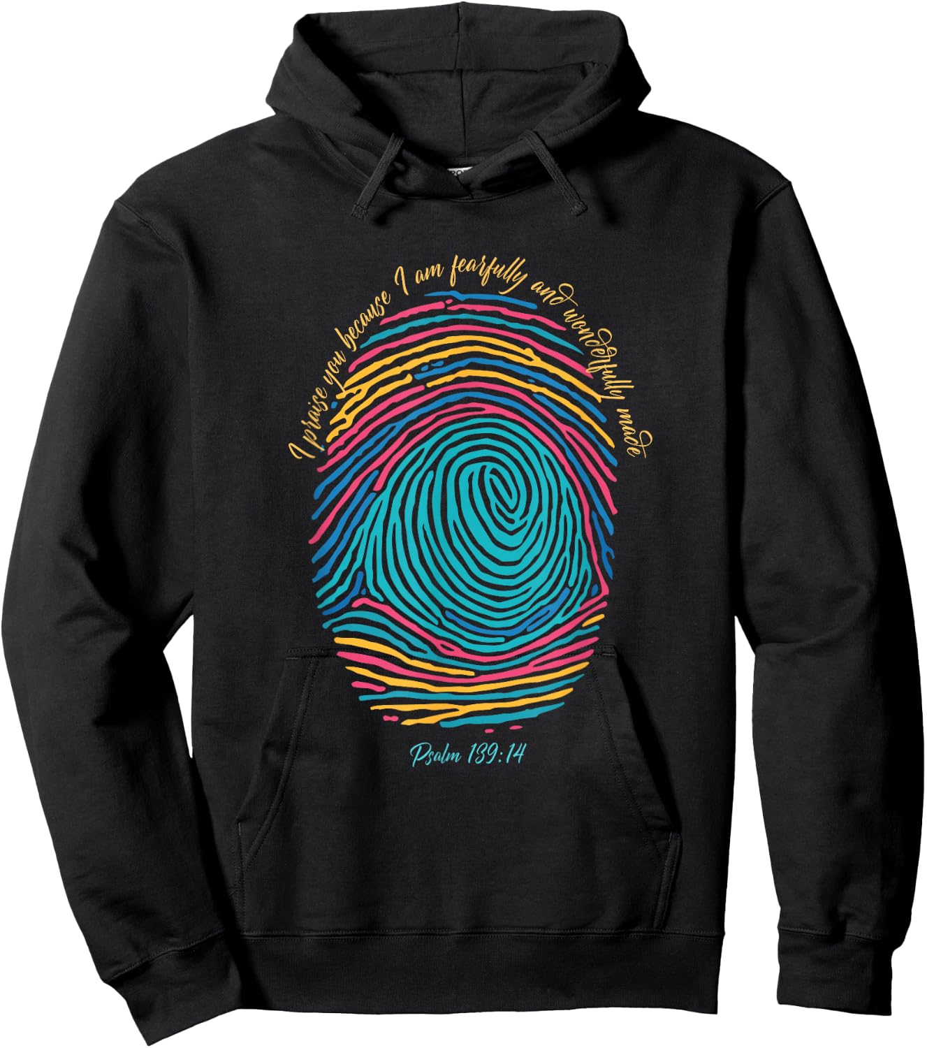 Christian Fingerprint, I praise God I am wonderfully made Hoodie - Hoodie | Black