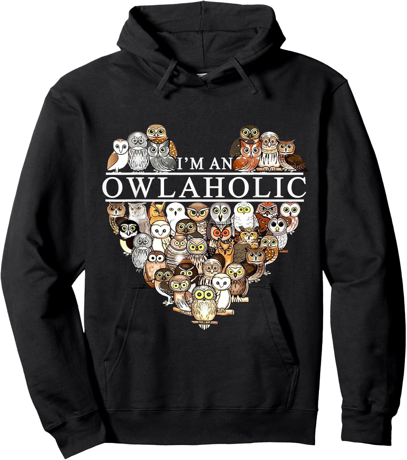 I'm An Owlaholic Funny Owl Animal Bird Nature Lover Gift Hoodie - Hoodie | Black