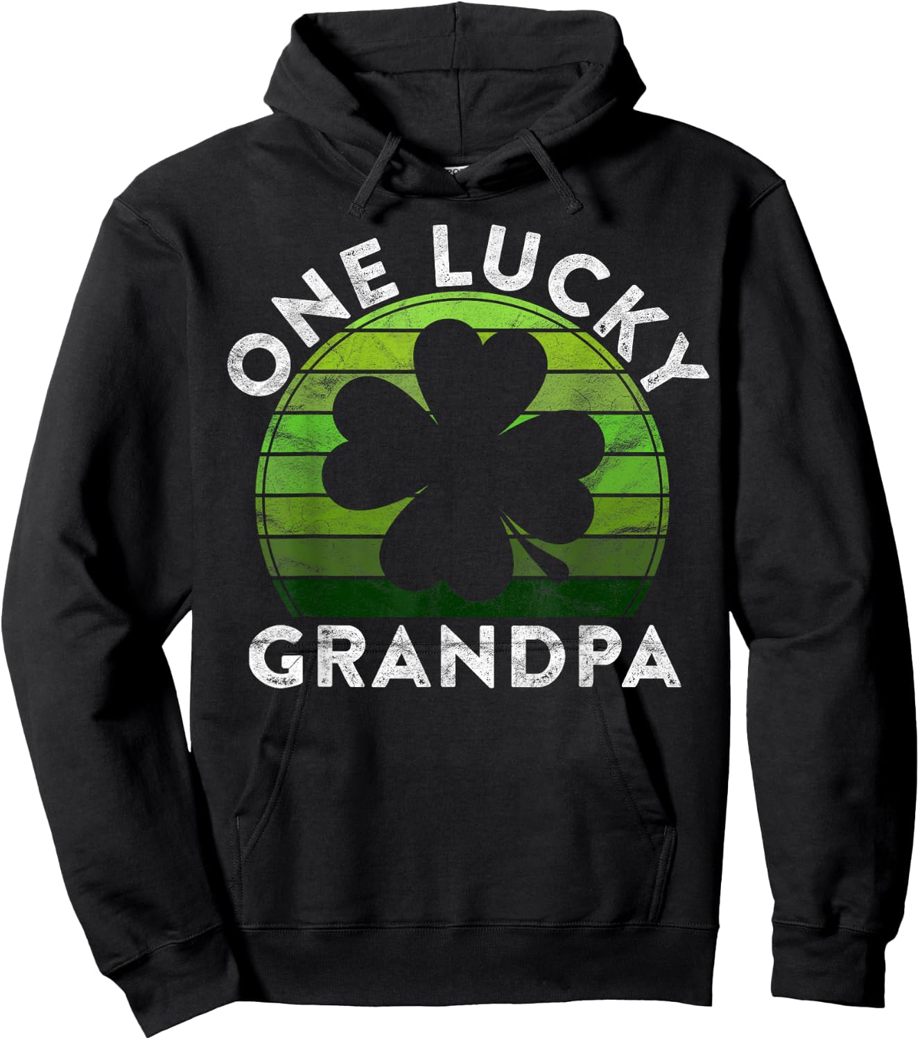 One Lucky Grandpa Gift Shamrock Sunset Irish St Patricks Day Hoodie - Hoodie | Black