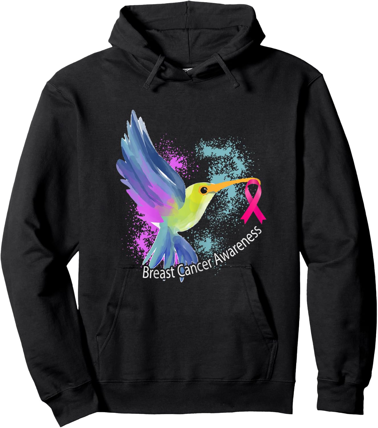 Pink Ribbon Bird Animal Gift Breast Cancer Awareness Hoodie - Hoodie | Black