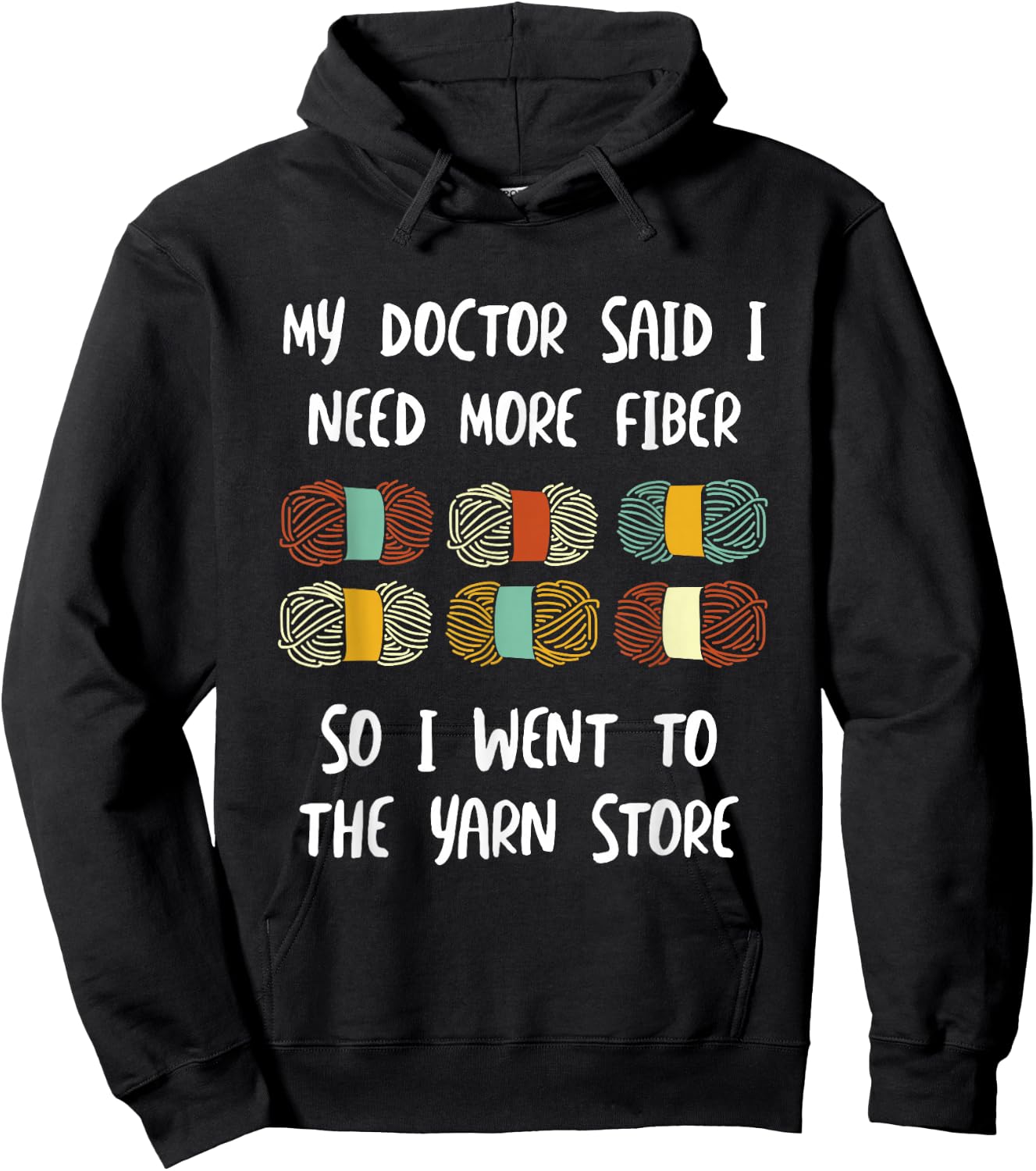Funny Fiber Knitting Joke Yarn Crochet Hoodie - Hoodie | Black