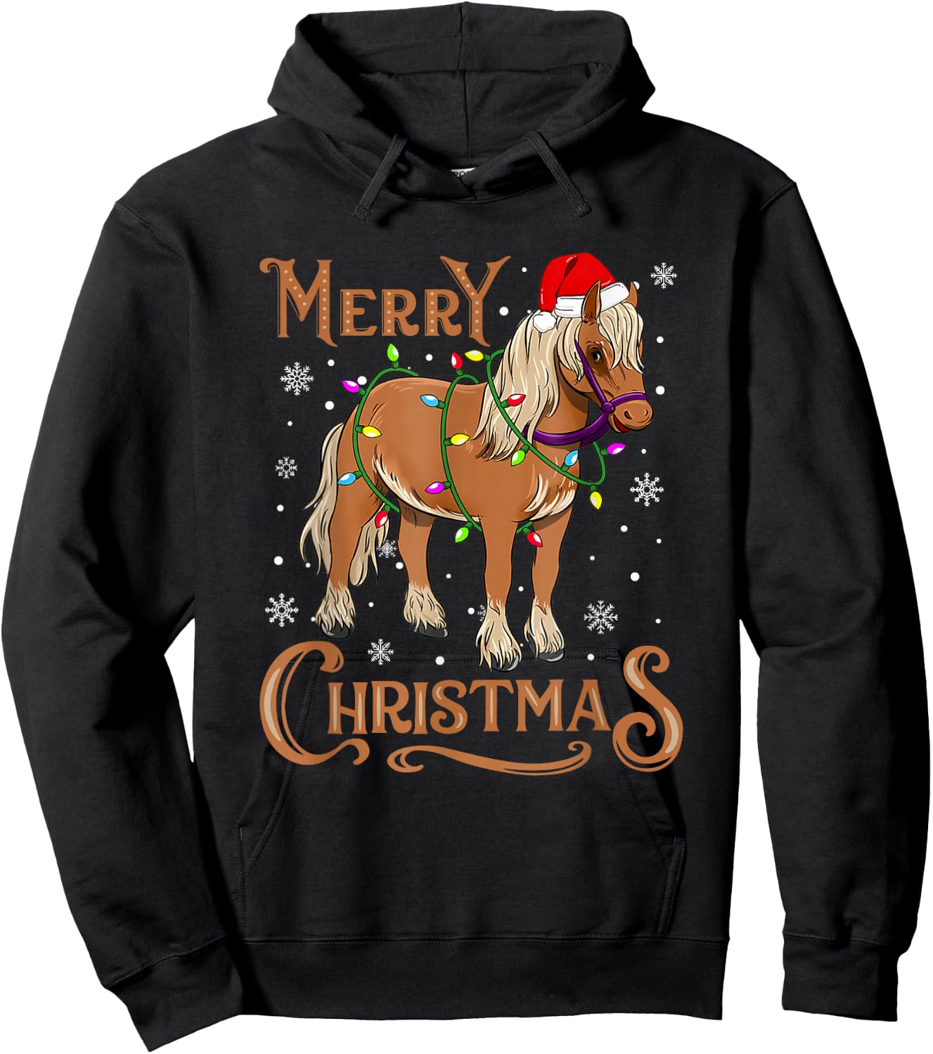 Christmas Gifts Boys Girls Men Women Christmas Pajamas Horse Hoodie - Hoodie | Black