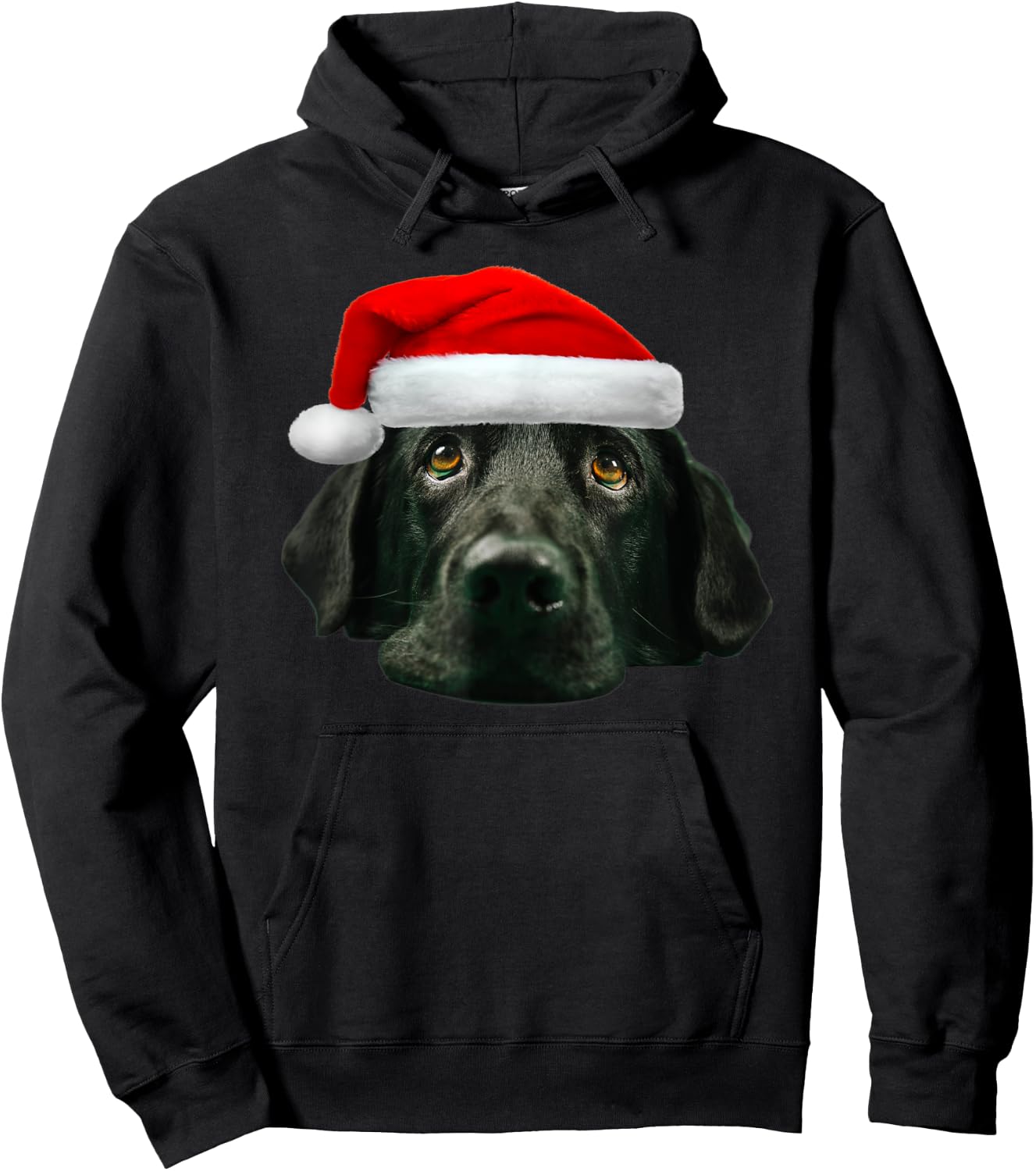 Black Lab Shirt Cute Santa Hat Image Funny Christmas Gift Hoodie - Hoodie | Black