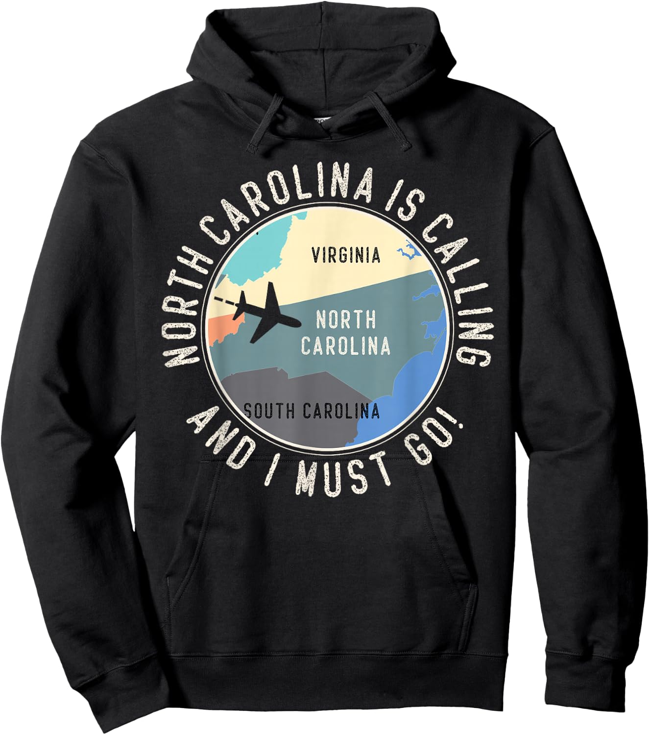 North Carolina Is Calling And I Must Go North Carolina Map Hoodie - Hoodie | Black