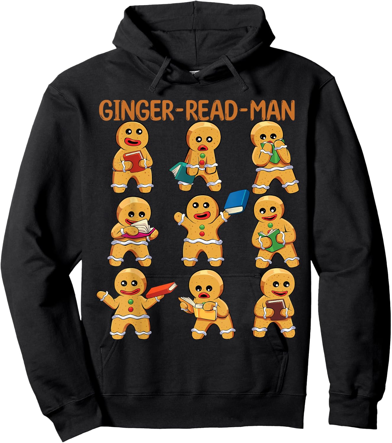 Christmas Book Reading Gingerbread Man for Kids Teachers Hoodie - Hoodie | Black
