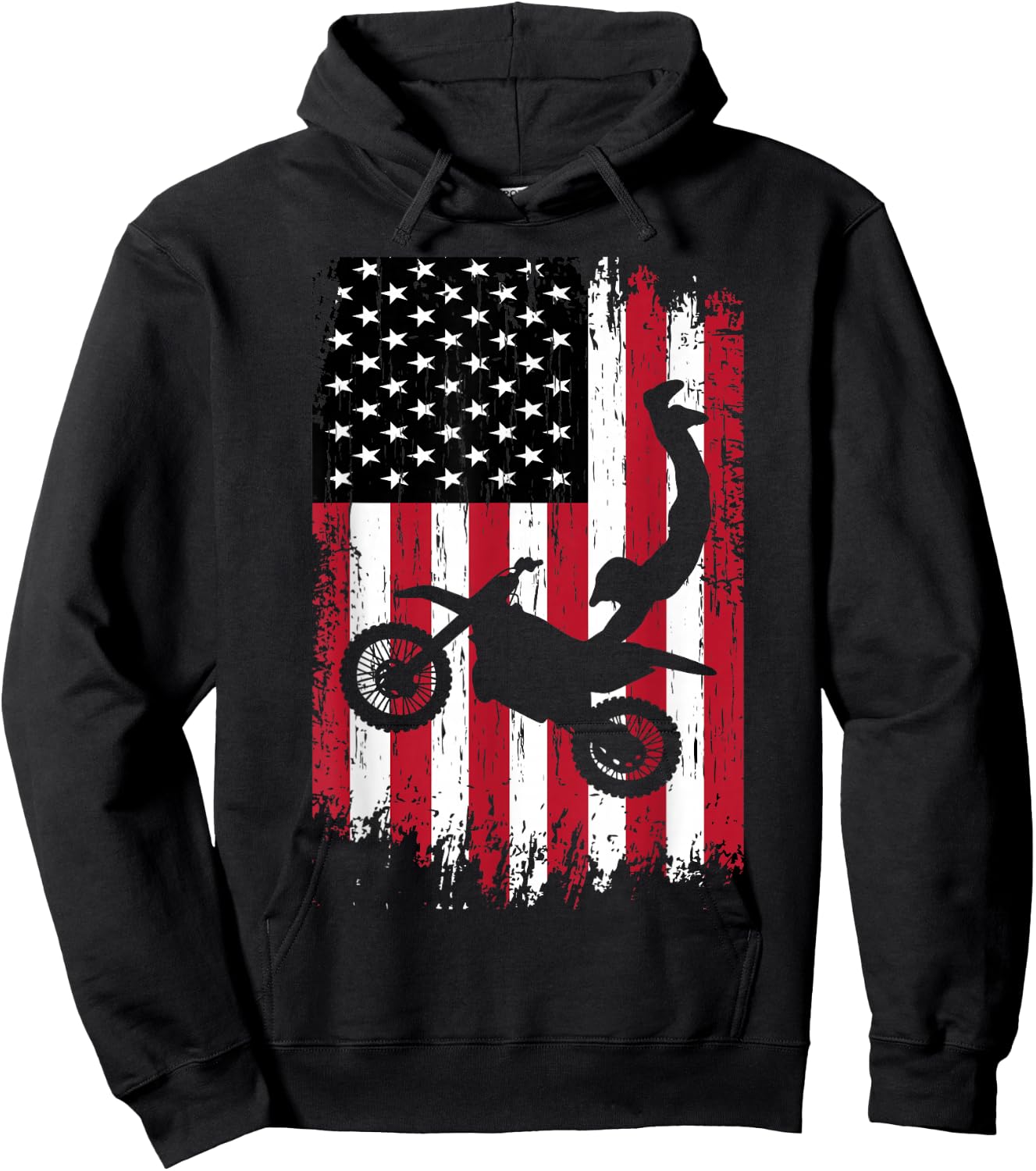 Supercross Freestyle Motocross American Flag Motorcycle Hoodie - Hoodie | Black
