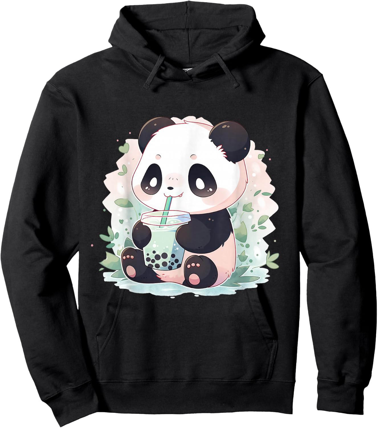 Kawaii Panda Drinking Bubble Tea Boba Lover Hoodie - Hoodie | Black