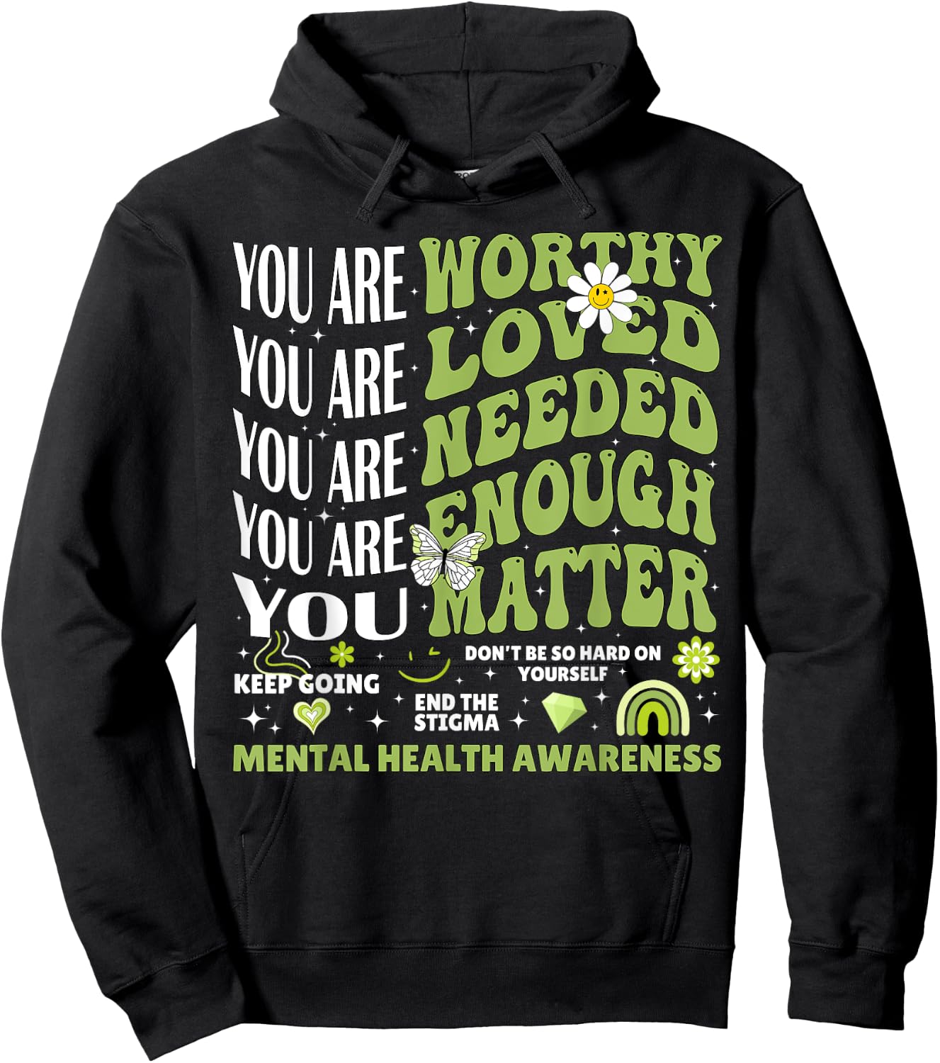 Motivational Support Warrior Mental Health Awareness Matters Hoodie - Hoodie | Black