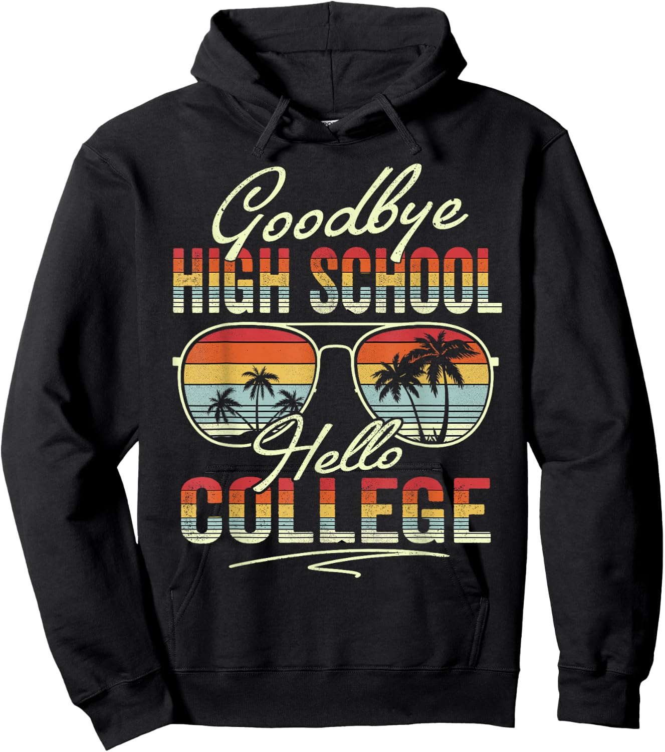 Vintage Goodbye High School Hello College Summer Student Hoodie - Hoodie | Black