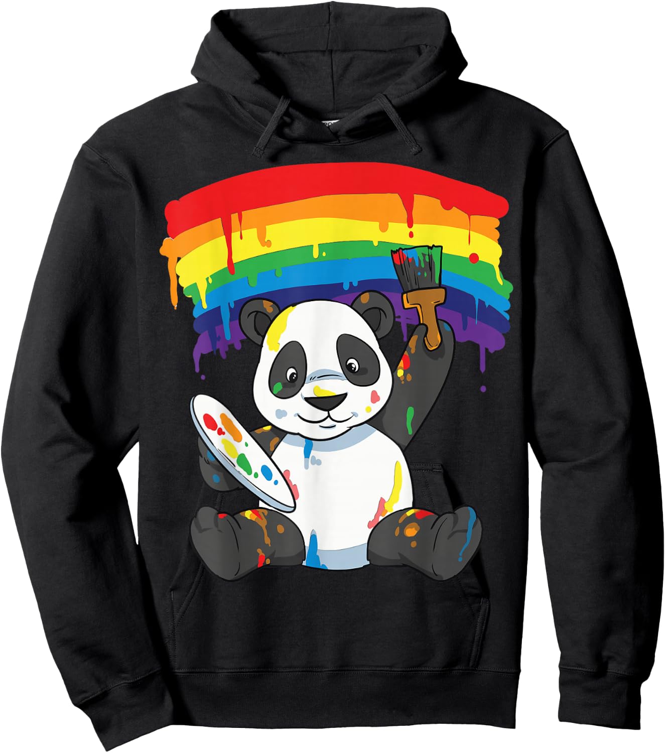 Panda Pride Gay Lesbian Queer LGBT Rainbow Flag LGBTQA+ Hoodie - Hoodie | Black