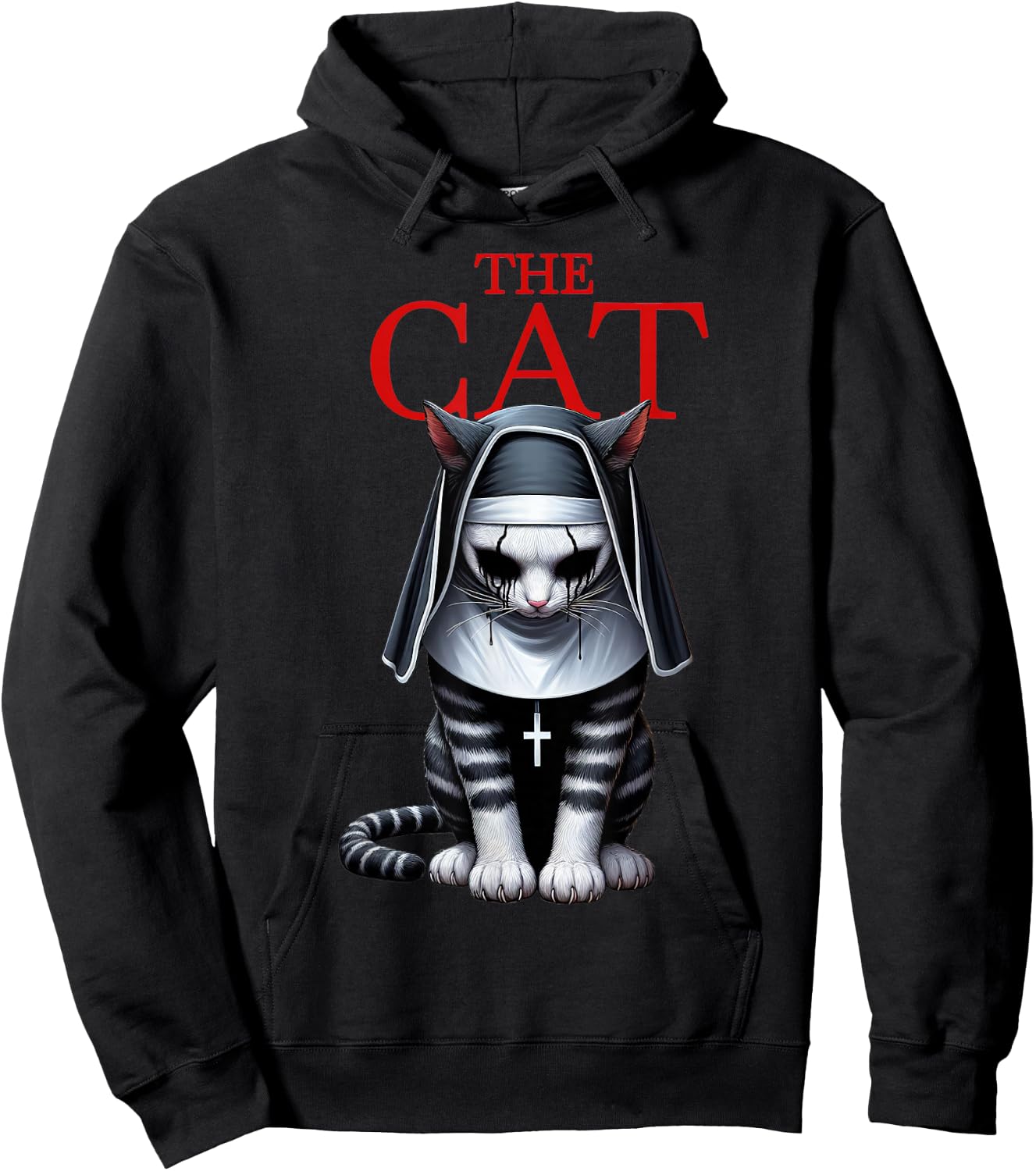 The Cat Horror Cat Halloween Scary Funny Hoodie - Hoodie | Black