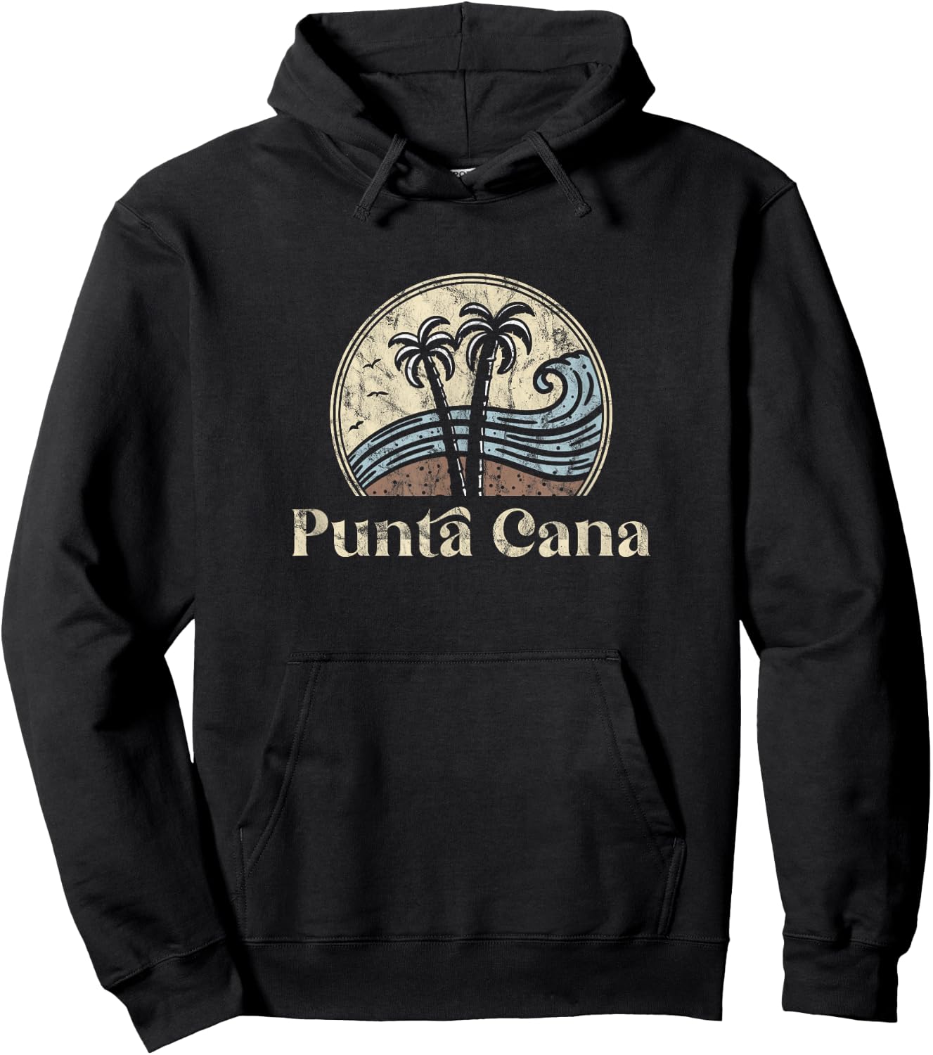 Vintage Punta Cana Palm Trees Domenican Republic Beach Hoodie - Hoodie | Black