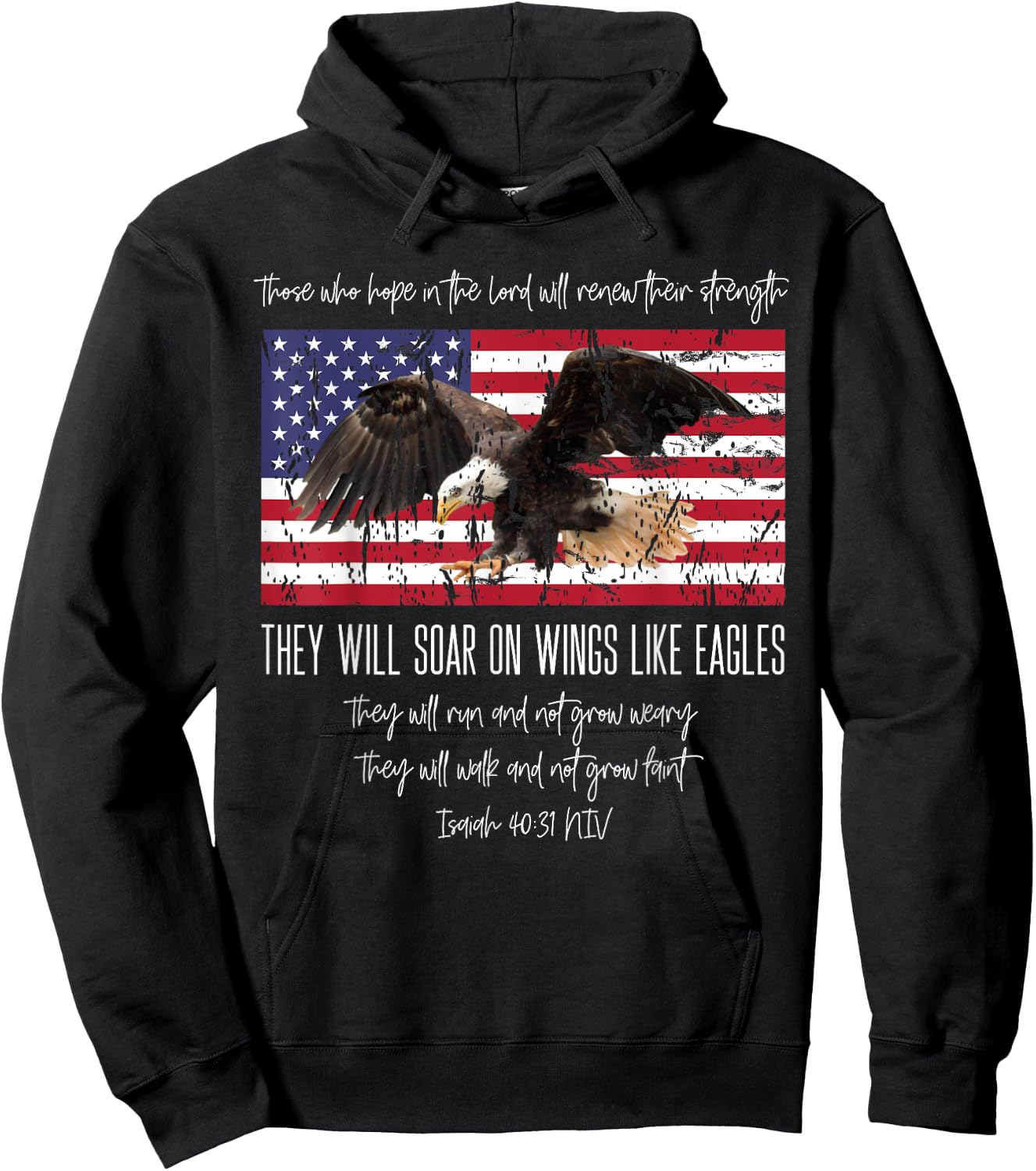 They Will Soar On Wings Like Eagles Isaiah 40:31 Christian Hoodie - Hoodie | Black
