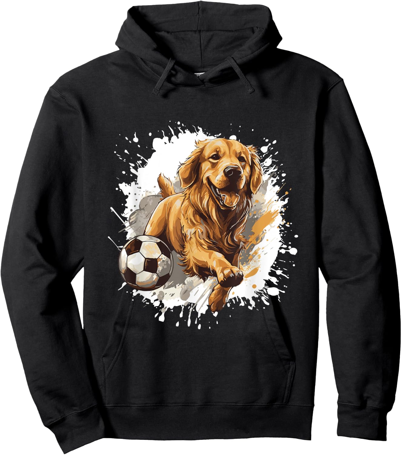 Golden Retriever Dog Playing Soccer Sports Team Animal Hoodie - Hoodie | Black