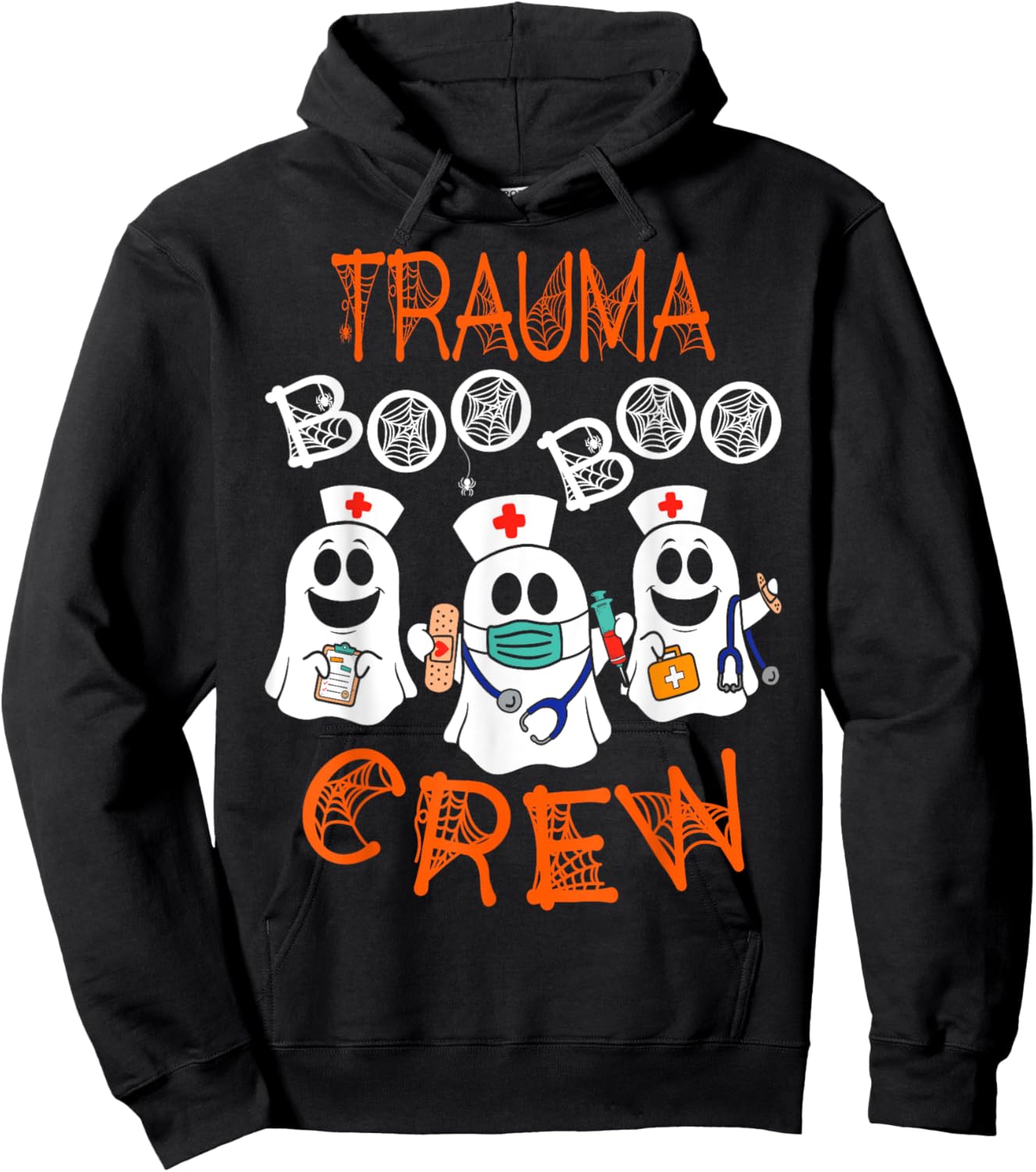 Boo Crew Funny Nursing Ghost Women Trauma Nurse Halloween Hoodie - Hoodie | Black