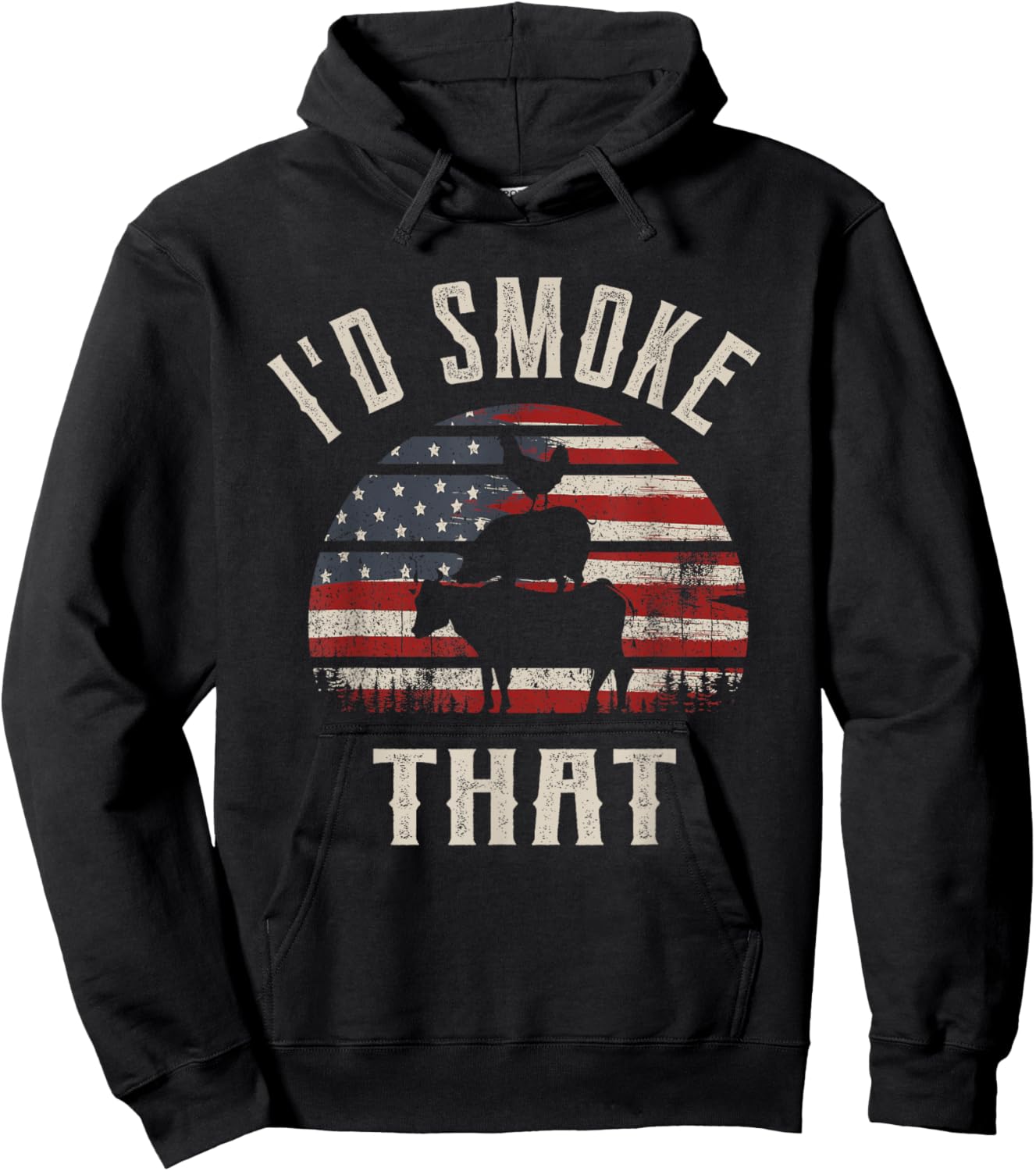 I'd Smoke That, Funny Patriot Gift BBQ and Meat Lovers Hoodie - Hoodie | Black