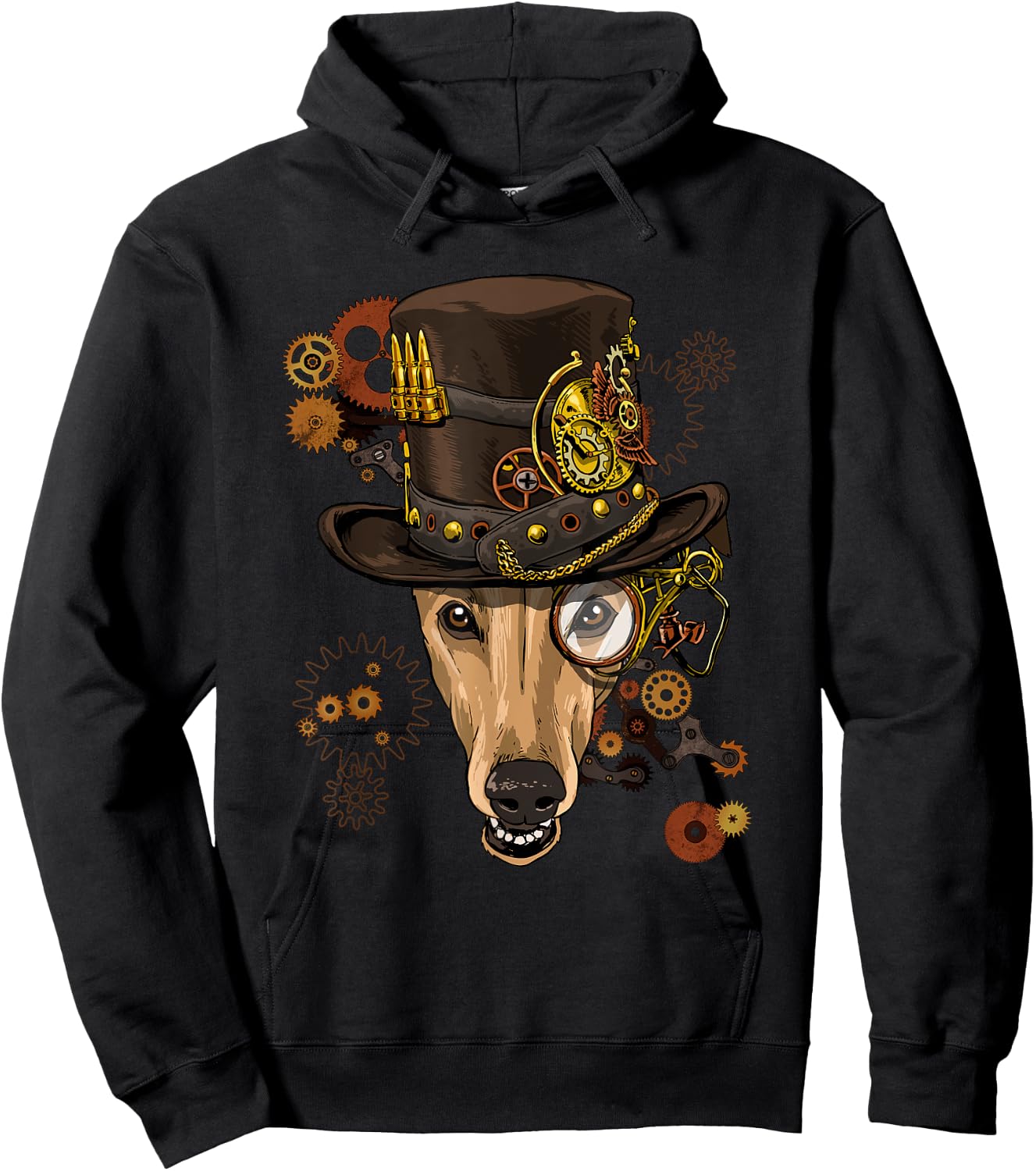Greyhound Steampunk Dog Medieval Victorian Greyhound Lover Hoodie - Hoodie | Black