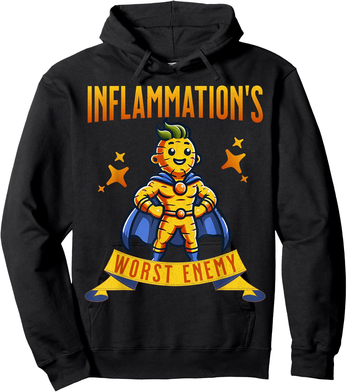 Turmeric Superhero: Curcumin Power & Inflammation Fighter Hoodie - Hoodie | Black