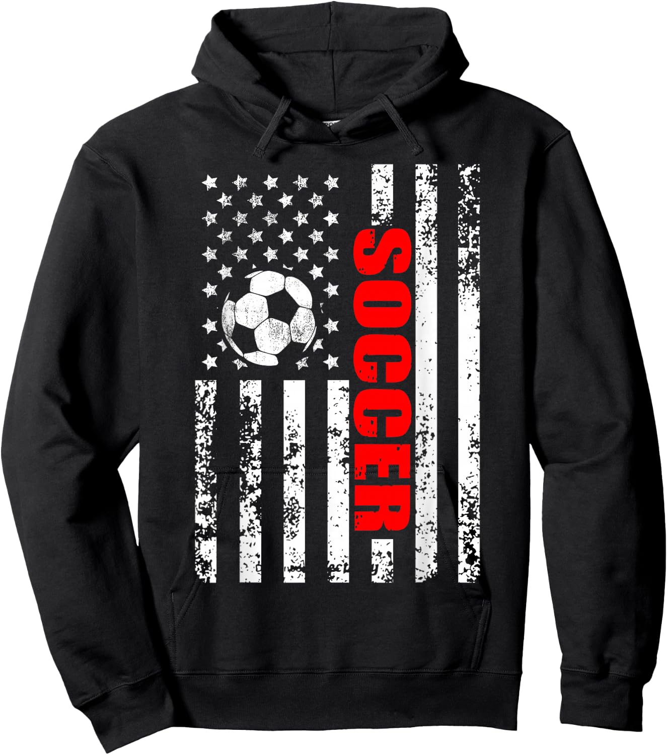 US American Flag Soccer Patriotic Soccer Hoodie - Hoodie | Black