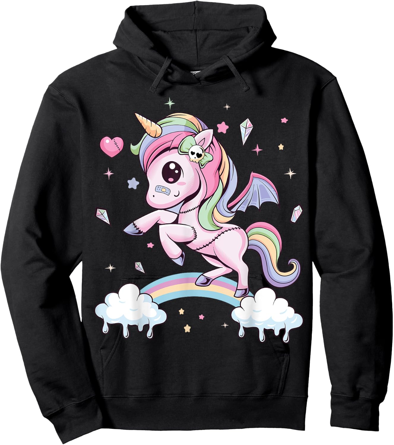 Pastel Goth Cute Creepy Unicorn Wiccan Kawaii Menhera Witchy Hoodie - Hoodie | Black