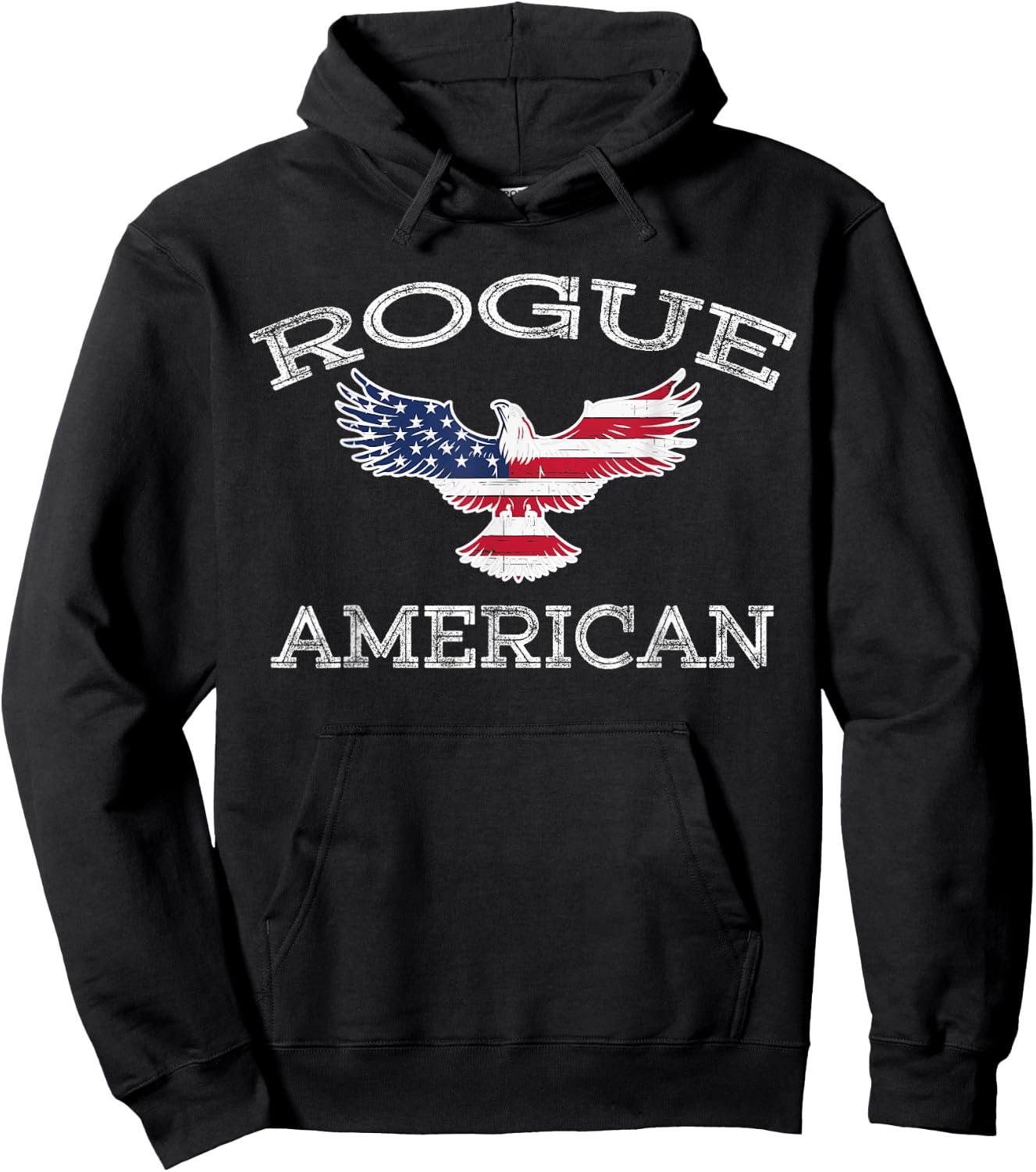 Rogue America Distressed USA Flag Eagle Hoodie - Hoodie | Black