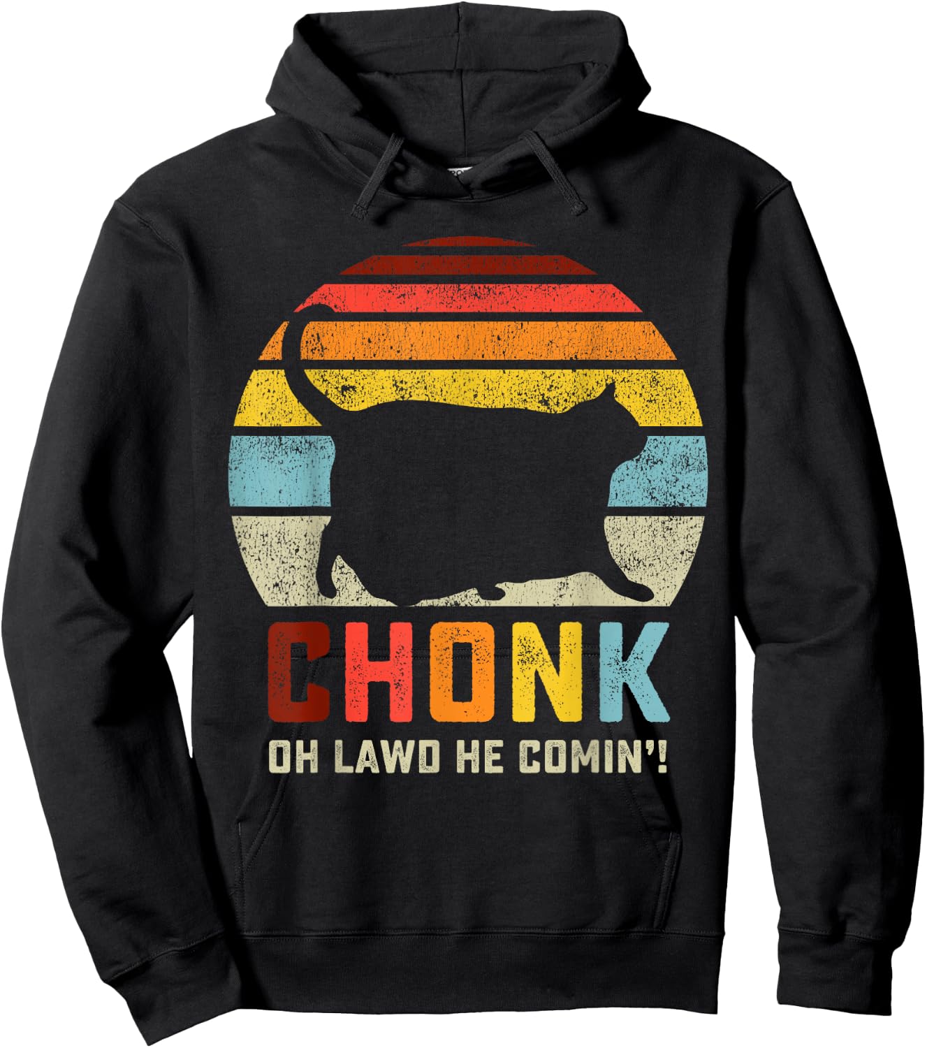 Chonk Cat Scale Meme Funny Retro Style Vintage Cats Memes Hoodie - Hoodie | Black