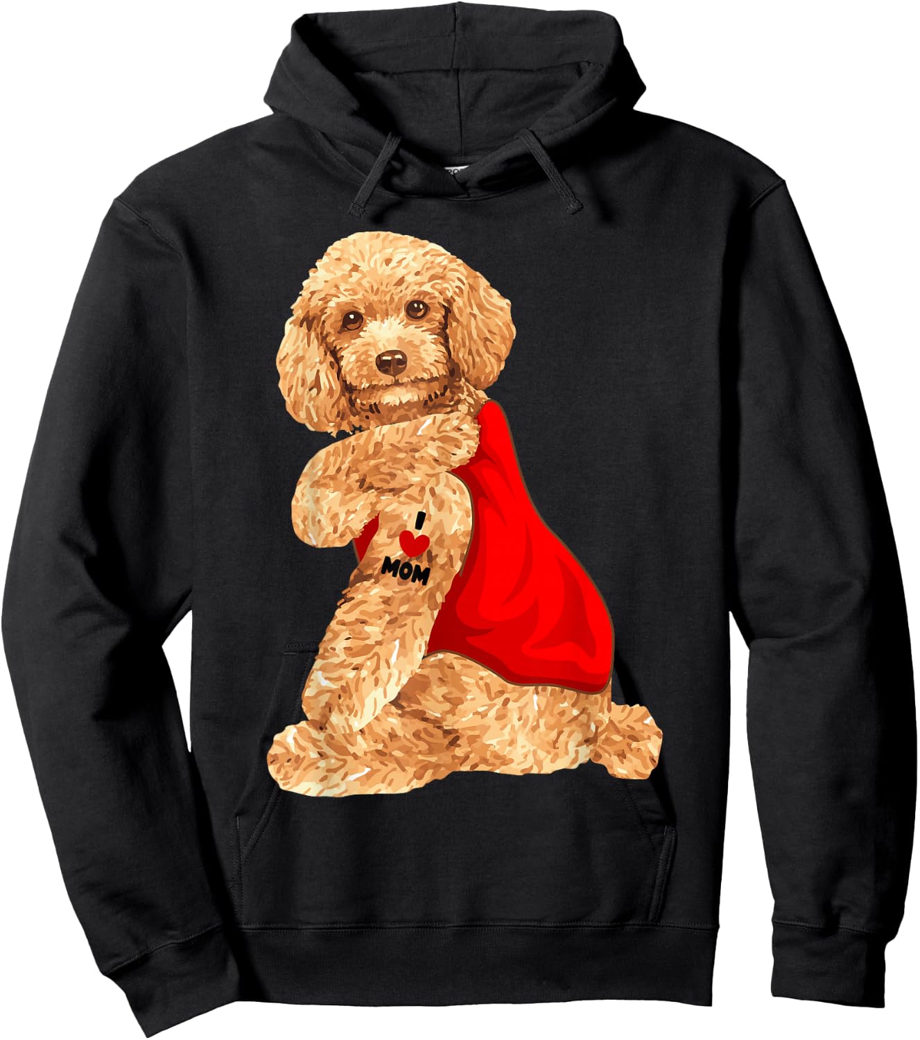 Poodle Dog I Love Mom Tattoo Lover Funny Gift Hoodie - Hoodie | Black