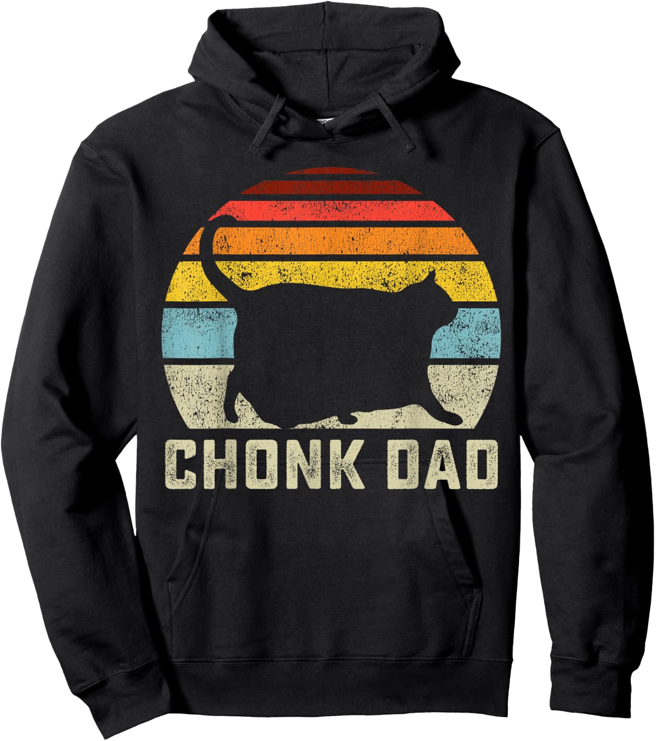 Chonk Cat Dad Scale Meme Funny Retro Style Daddy Cats Memes Hoodie - Hoodie | Black