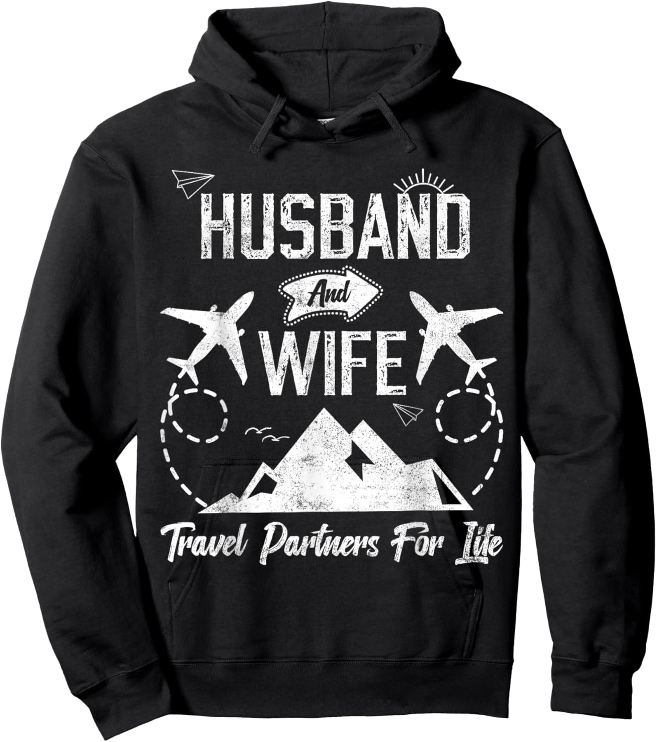 Husband and Wife Travel Partners for Life for Couples Hoodie - Hoodie | Black