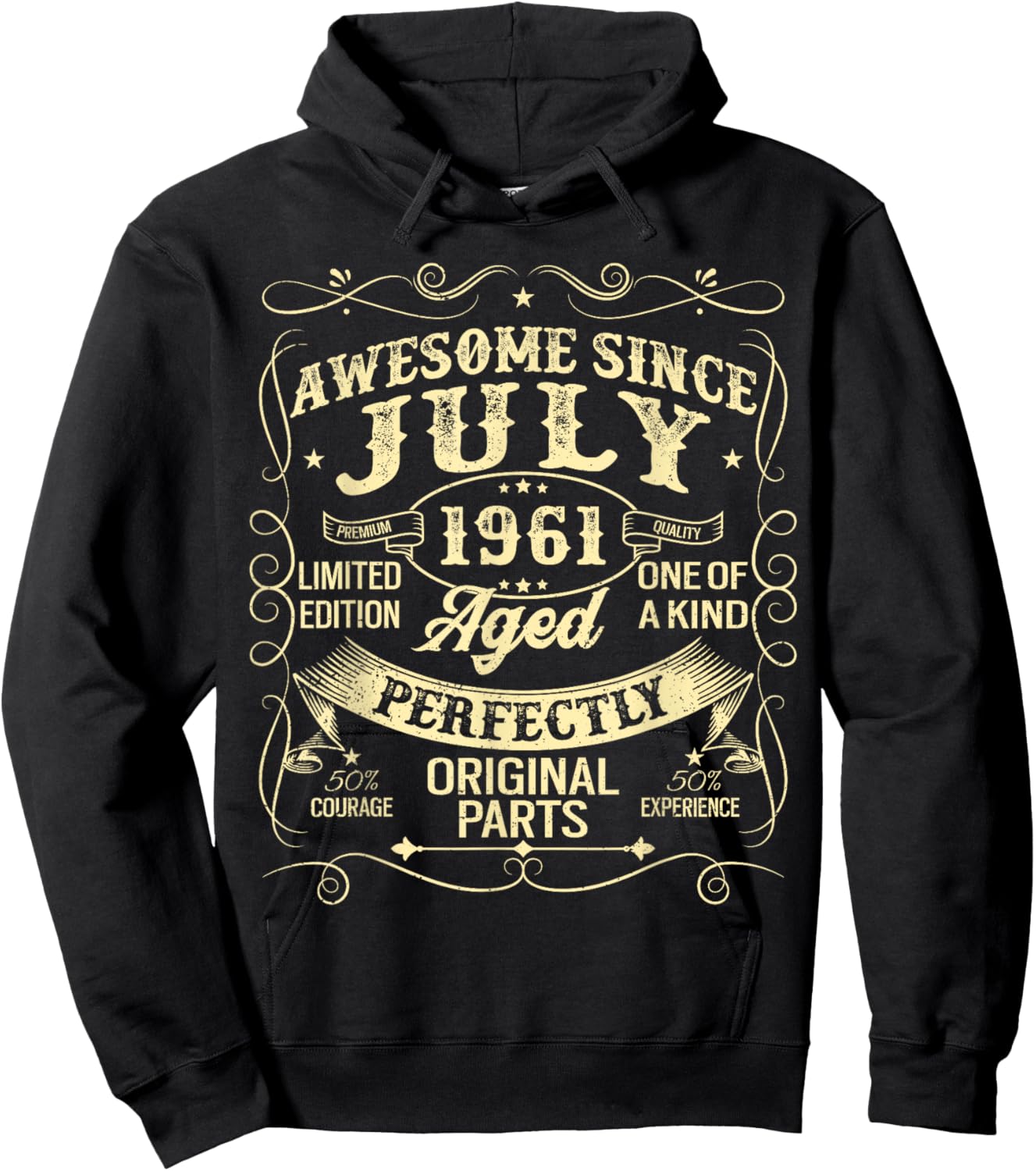 Awesome Since July 1961 Year Of Birth Birthday 1961 Vintage Hoodie - Hoodie | Black