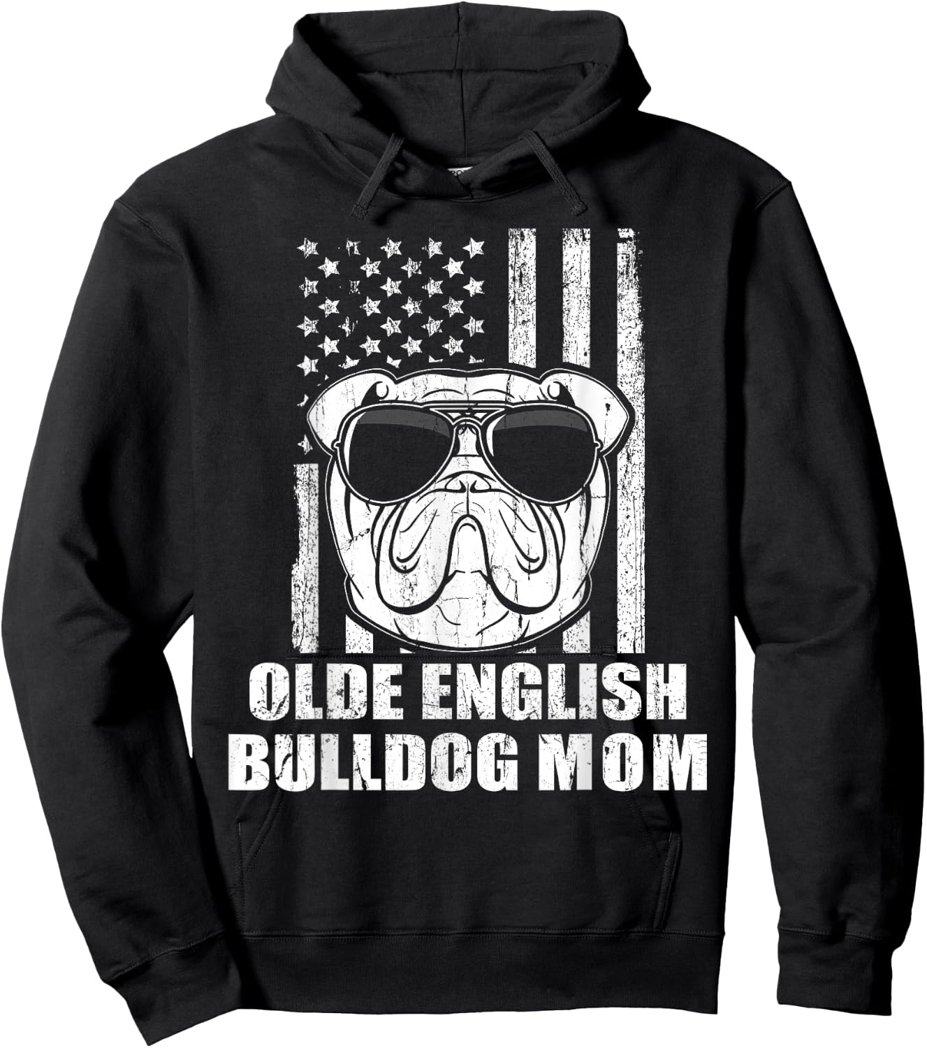 Olde English Bulldog Mom Cool Vintage Retro Proud American Women Girls Kids Hoodie - Hoodie | Black