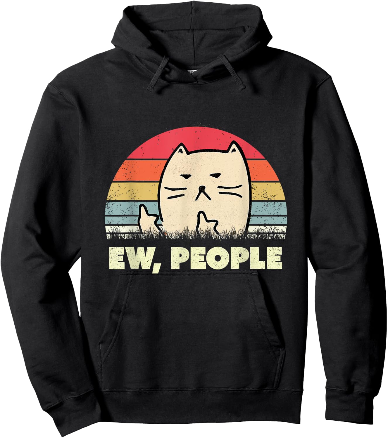 Ew, People Cat Shirt Vintage Funny Cat Lover Gift, Black Cat Hoodie - Hoodie | Black