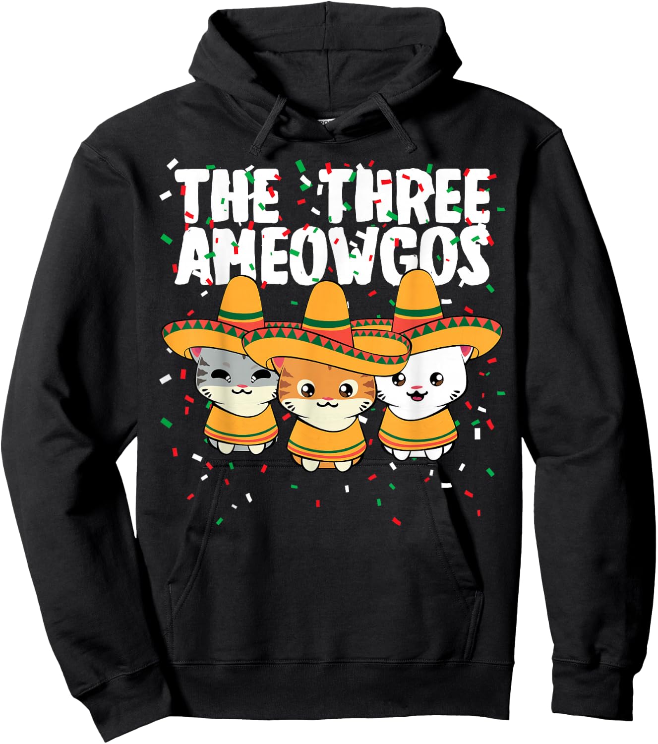 The Three Amigos Mexican Cinco de Mayo Cute Cats Ameowgos Hoodie - Hoodie | Black