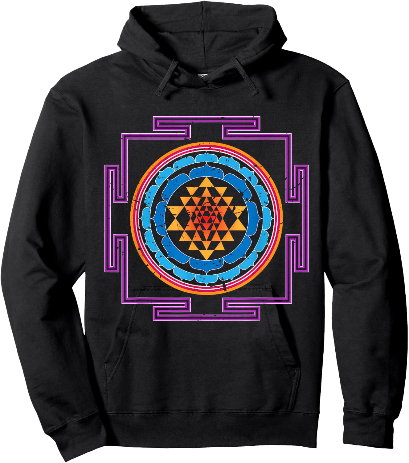 Colored Luck and Prosperity SRI YANTRA Hoodie - Hoodie | Black