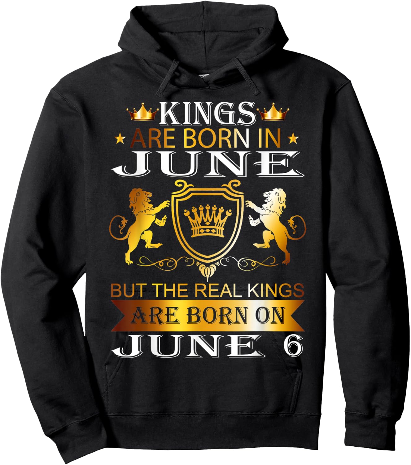 Kings Are Born On June 6th Birthday Bday Men Boy Kid Hoodie - Hoodie | Black
