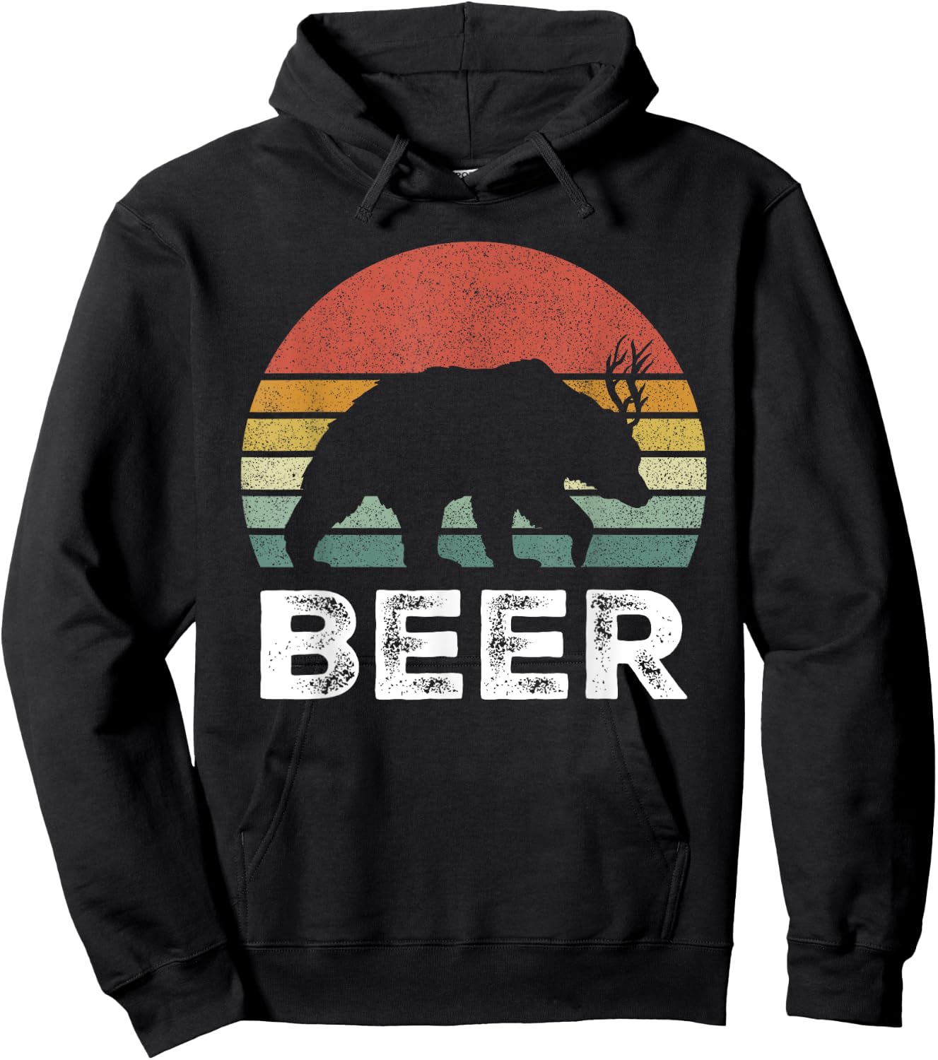 Retro Bear Deer Shirt Animal Lover Gifts Funny Beer Vintage Hoodie - Hoodie | Black