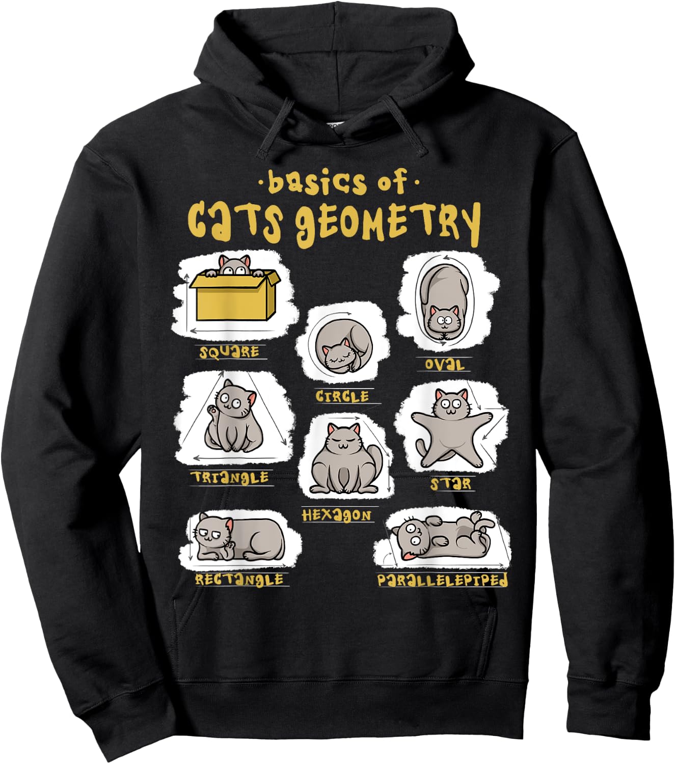 Funny Cat Shirt Basics Cat Geometry Math Teacher Cat Owner Hoodie - Hoodie | Black