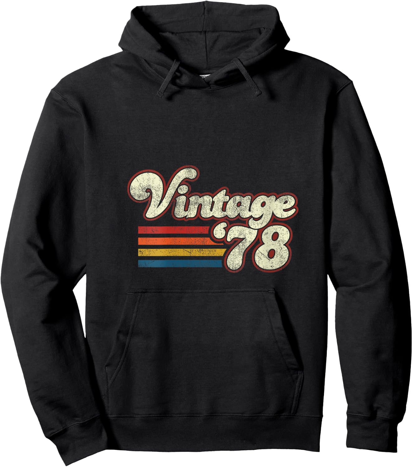 Vintage 1978 Birthday V-Neck Hoodie - Hoodie | Black